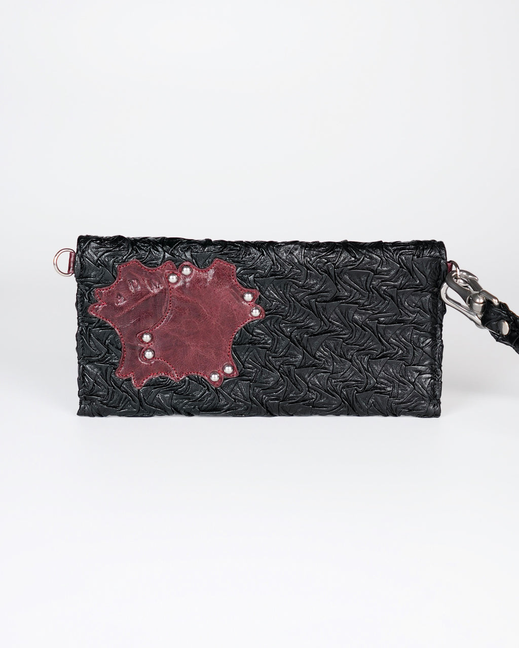 Extended Party Wallet in Black Plissé