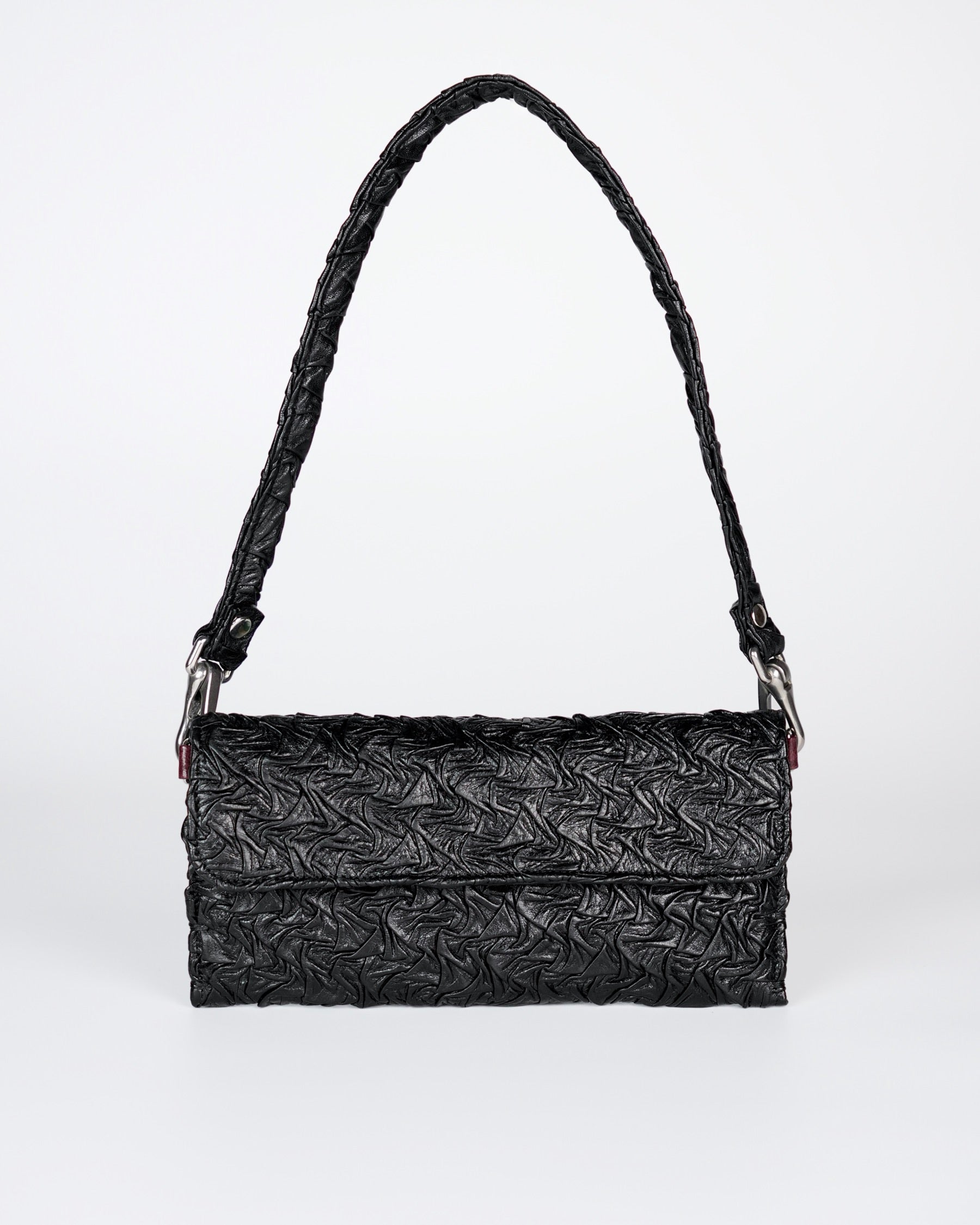 Extended Party Wallet in Black Plissé