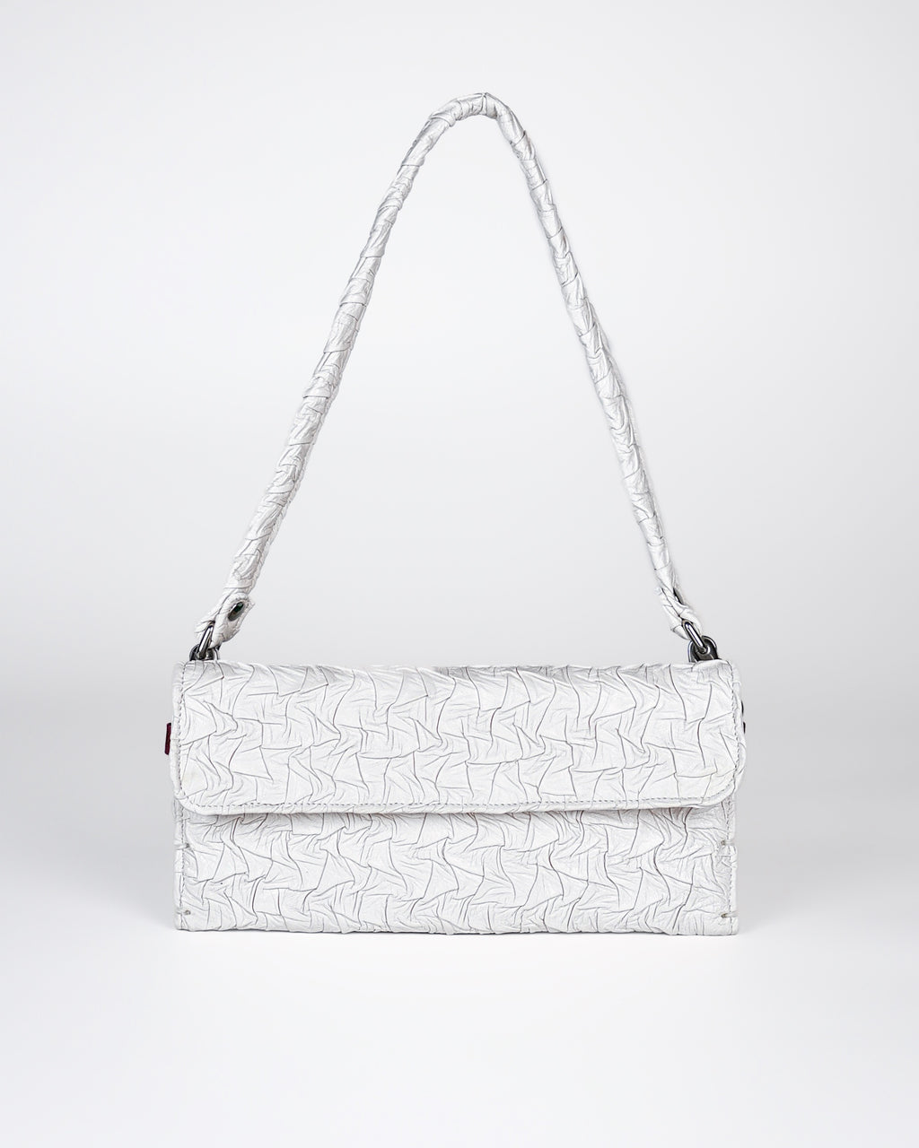 Extended Party Wallet in White Plissé