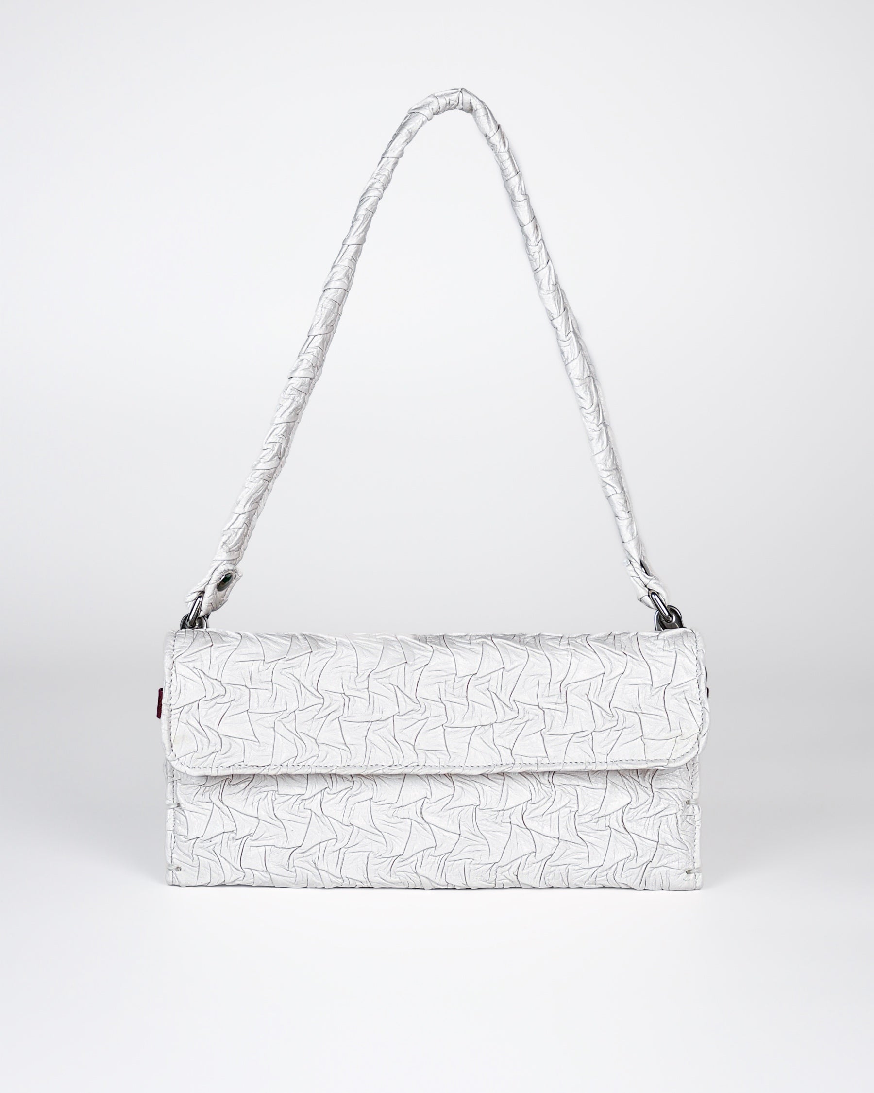 Extended Party Wallet in White Plissé