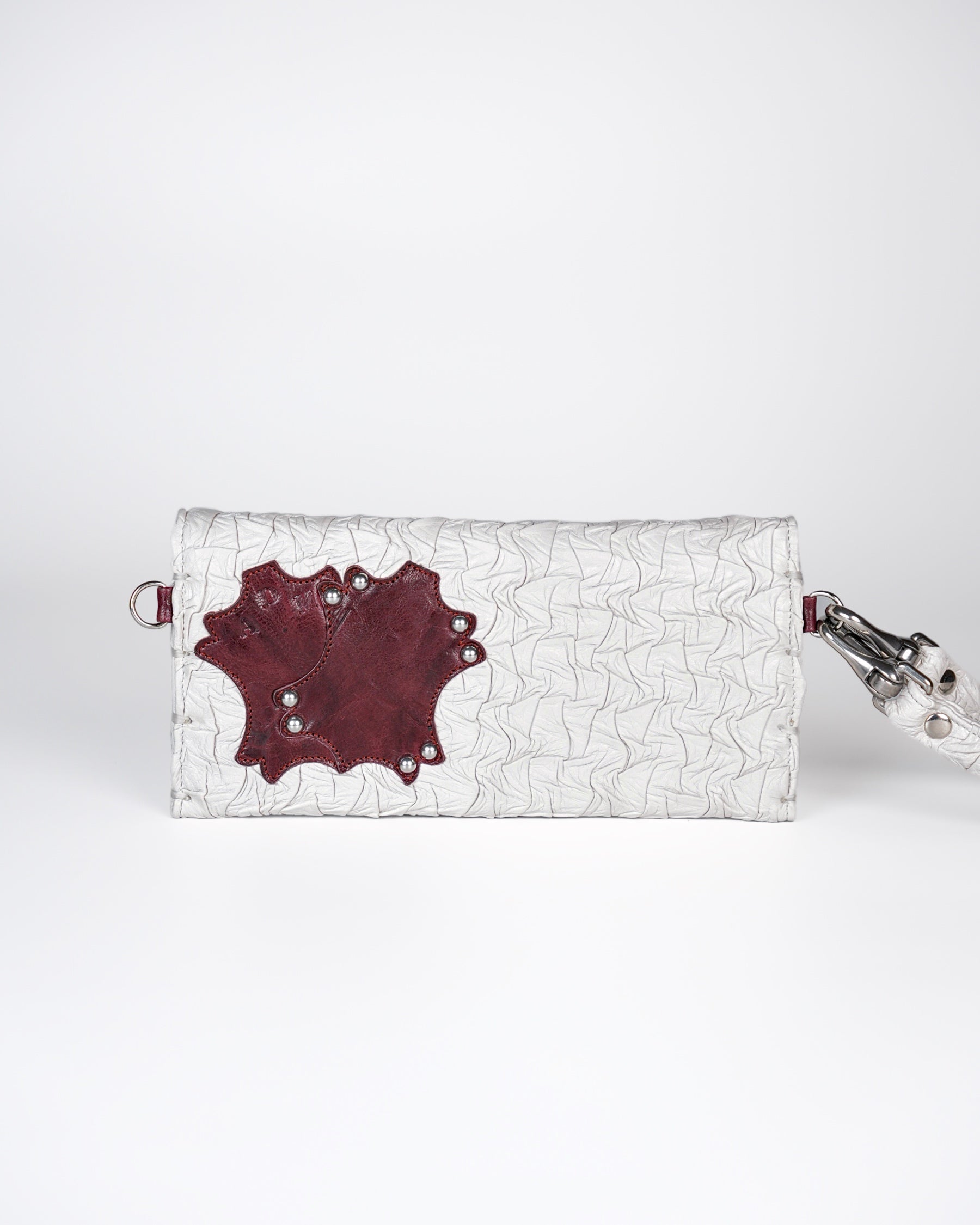 Extended Party Wallet in White Plissé
