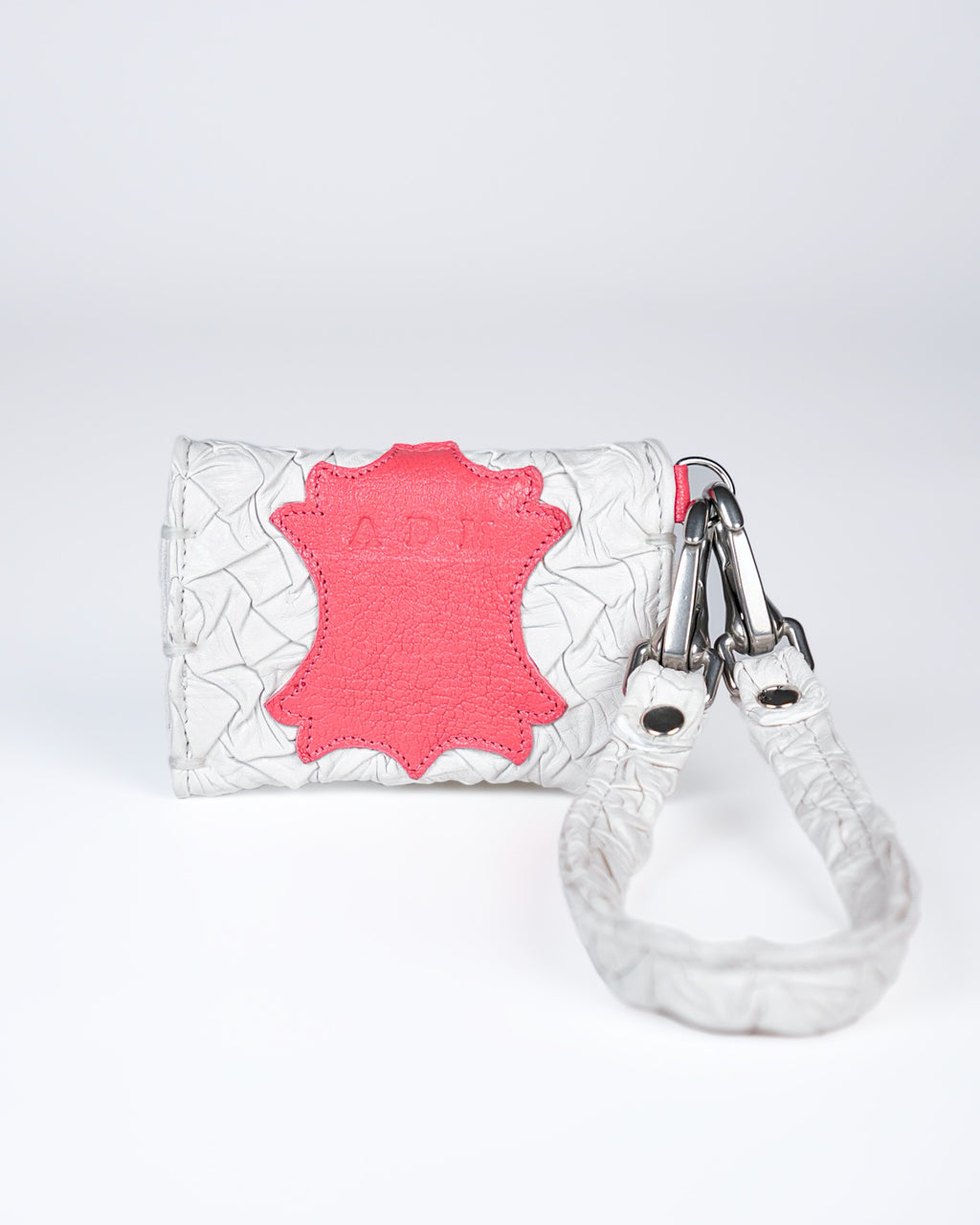Mini Party Wallet in White/Pink Plissé