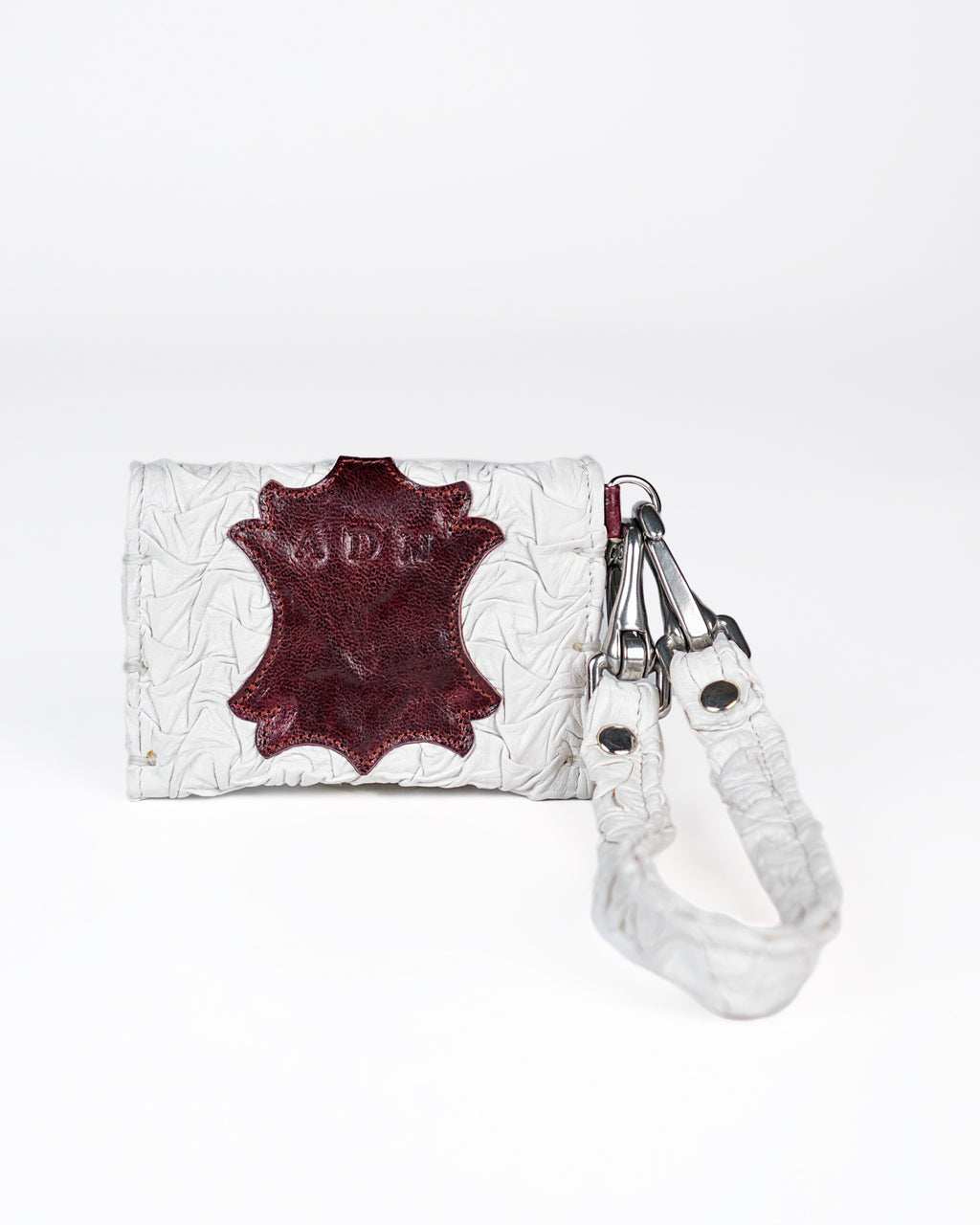 Mini Party Wallet in White/Red Plissé