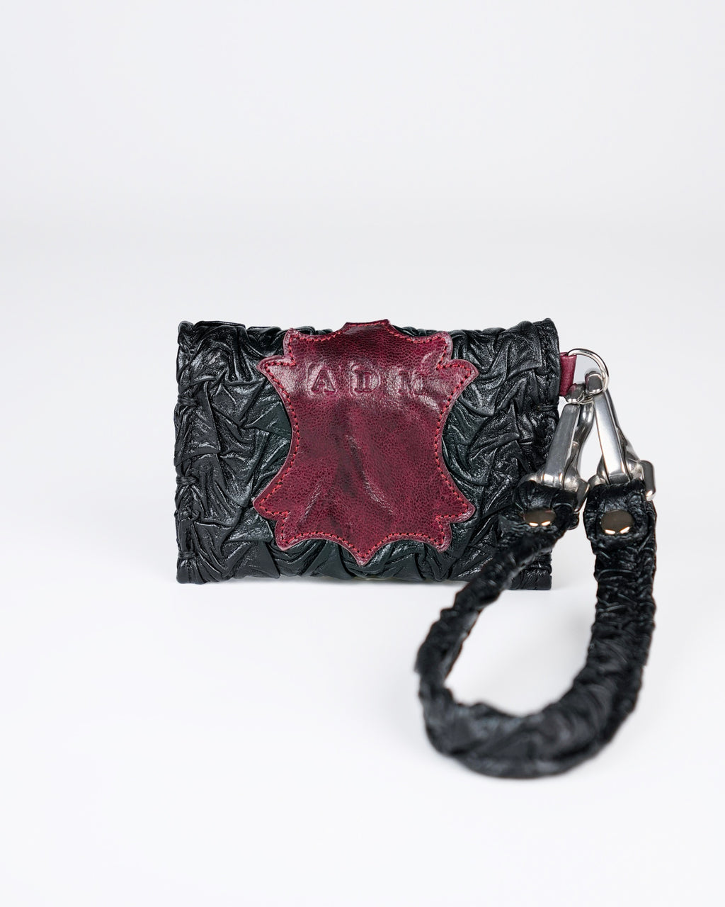 Mini Party Wallet in Black/Red Plissé