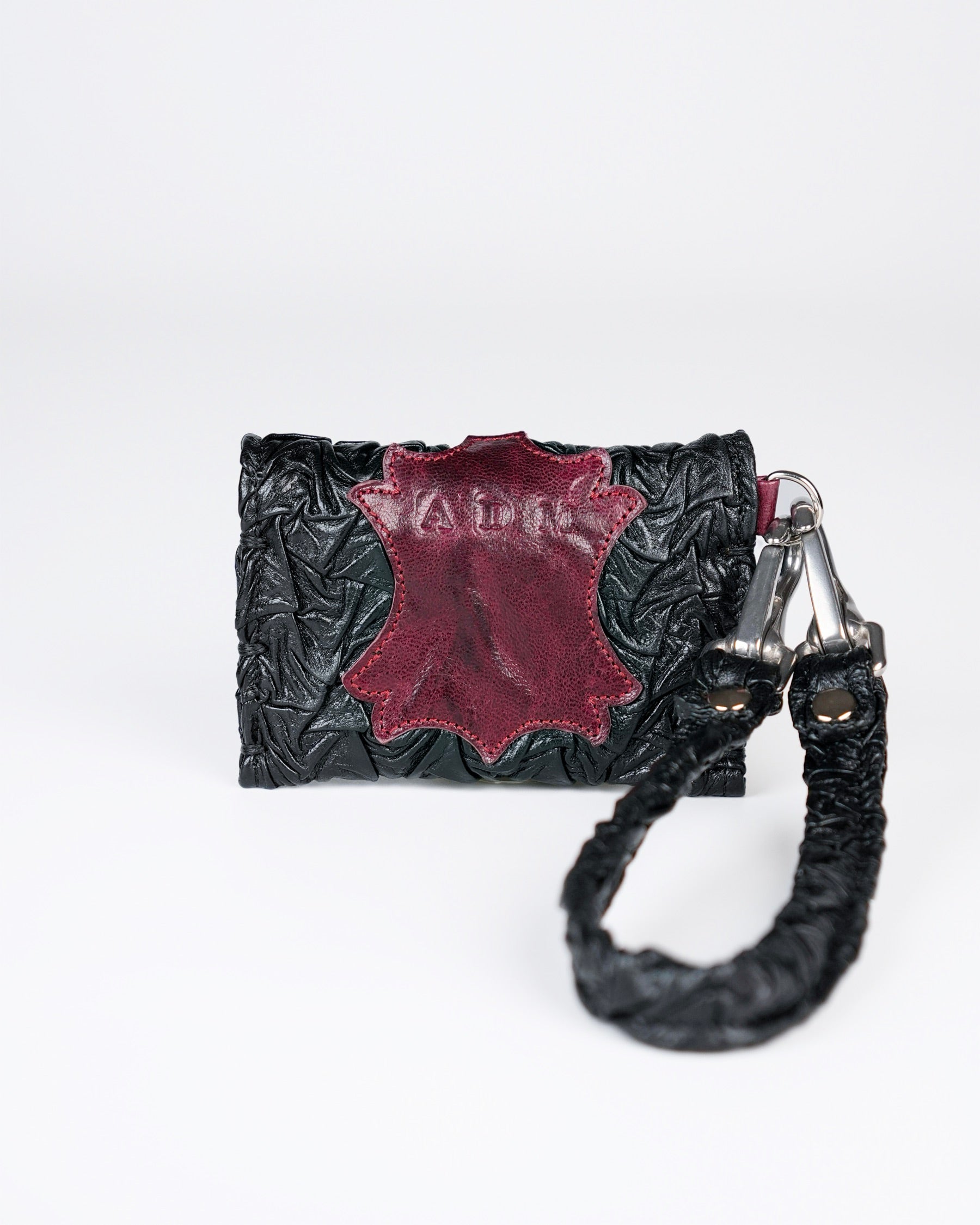 Mini Party Wallet in Black/Red Plissé