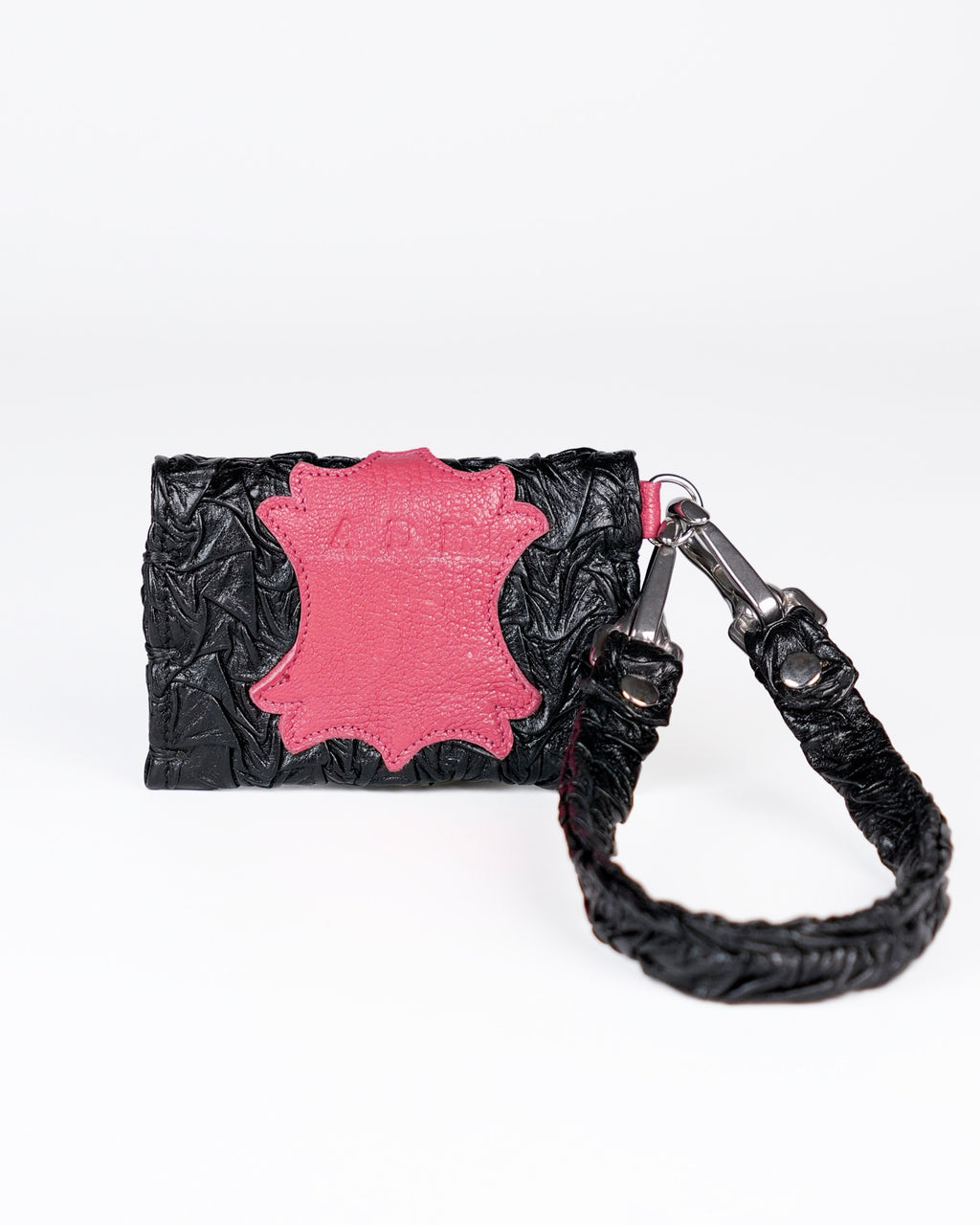 Mini Party Wallet in Black/Pink Plissé