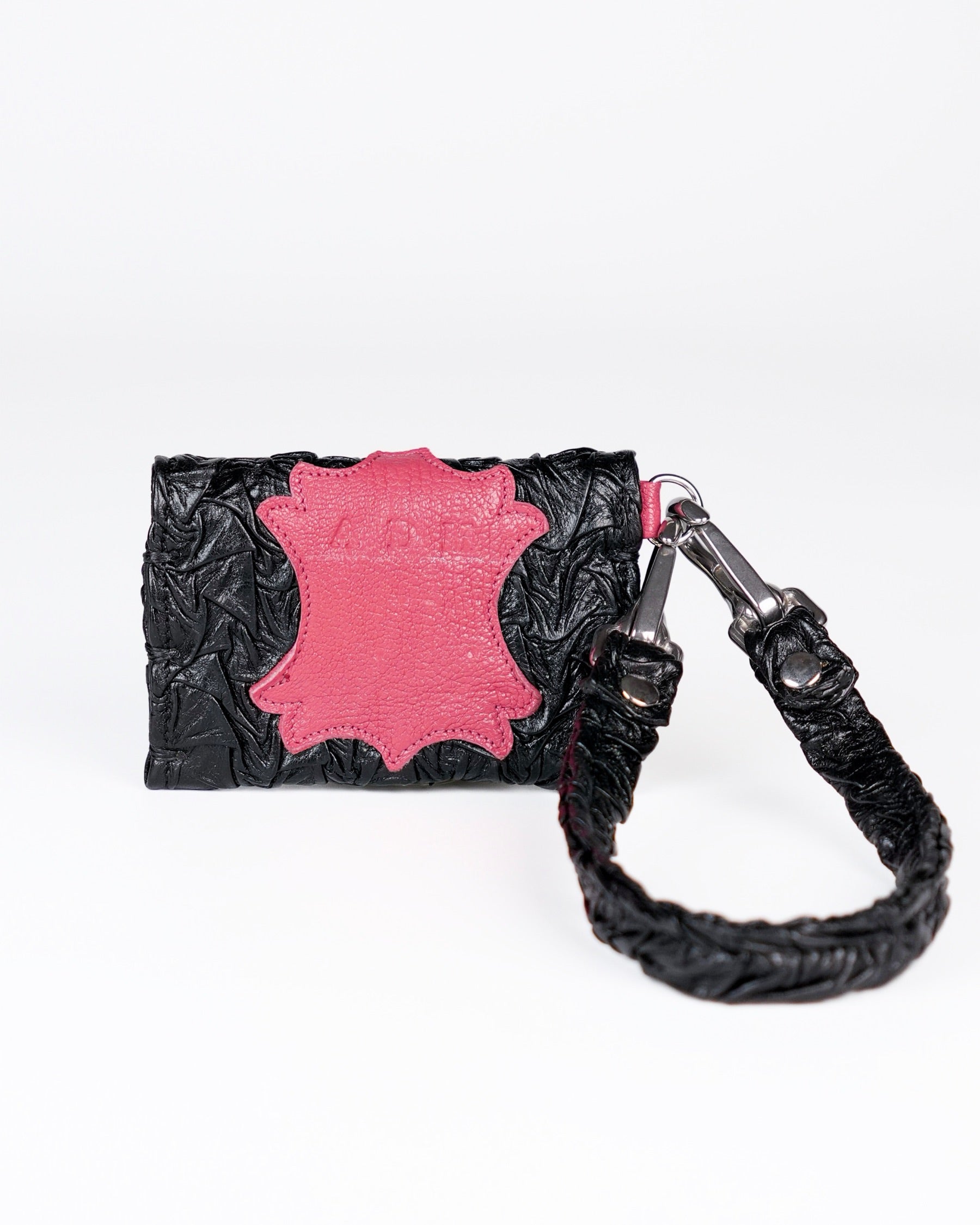Mini Party Wallet in Black/Pink Plissé