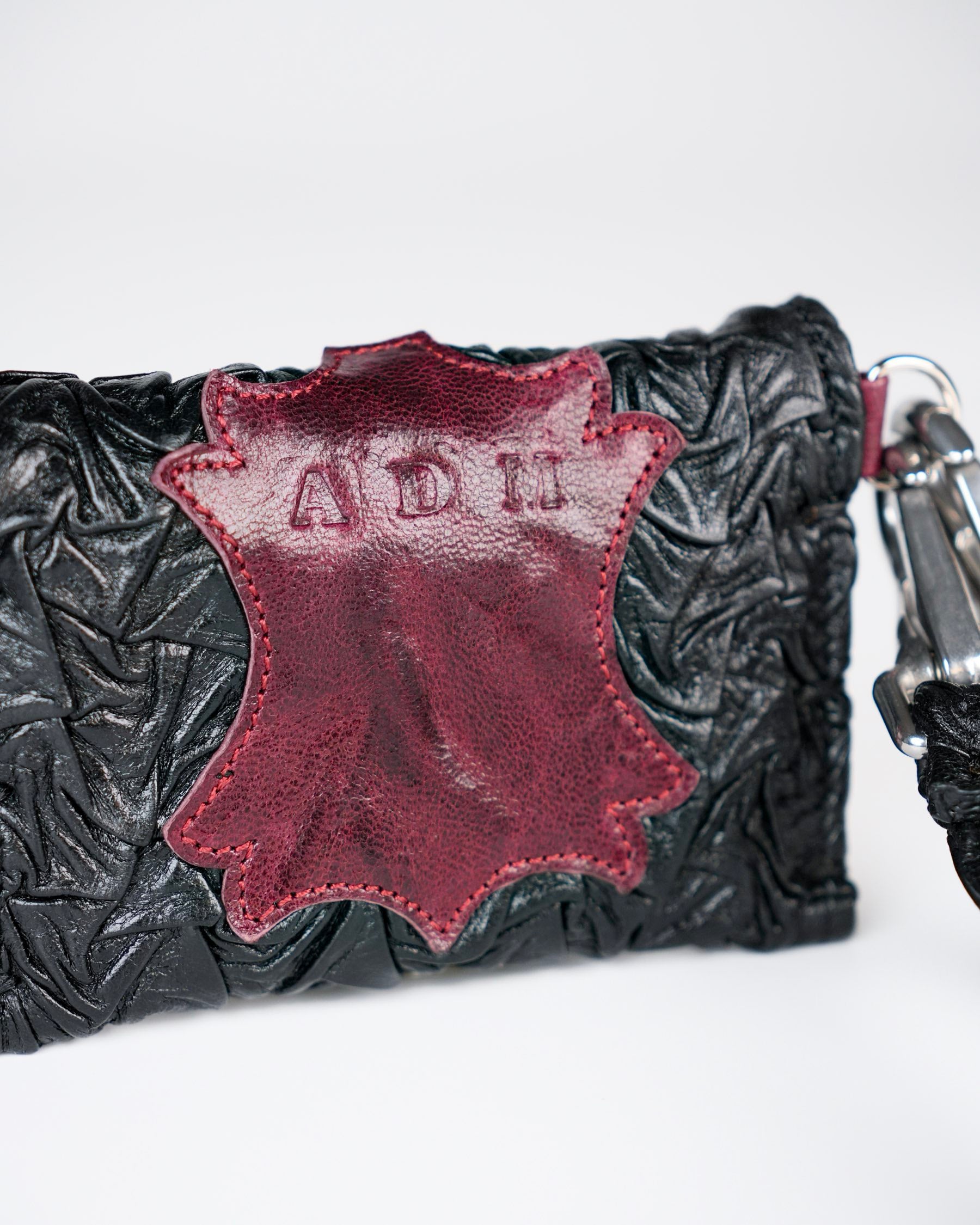 Mini Party Wallet in Black/Red Plissé