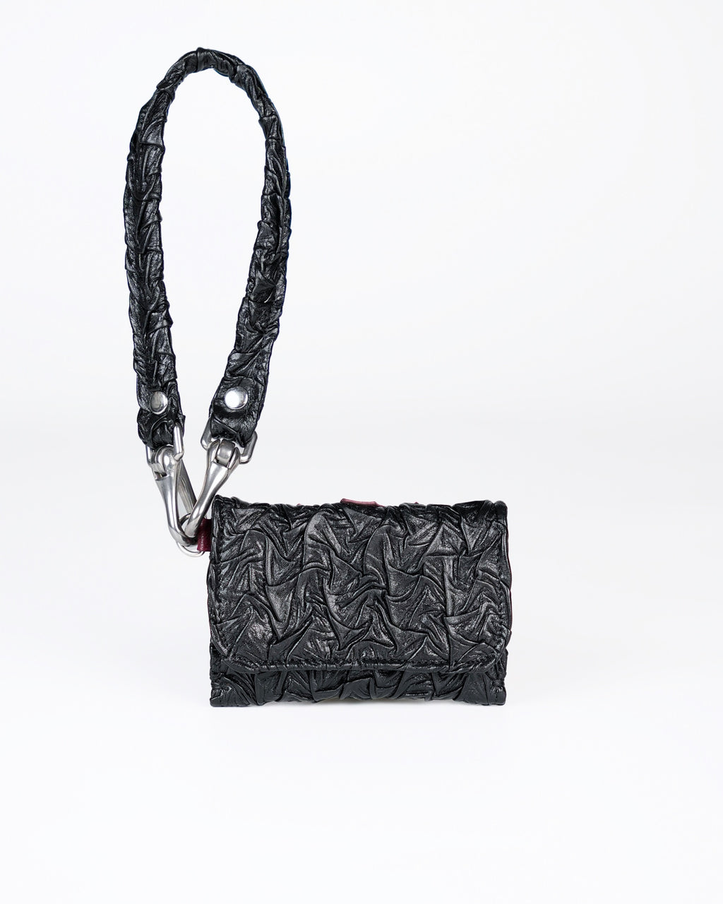 Mini Party Wallet in Black/Red Plissé