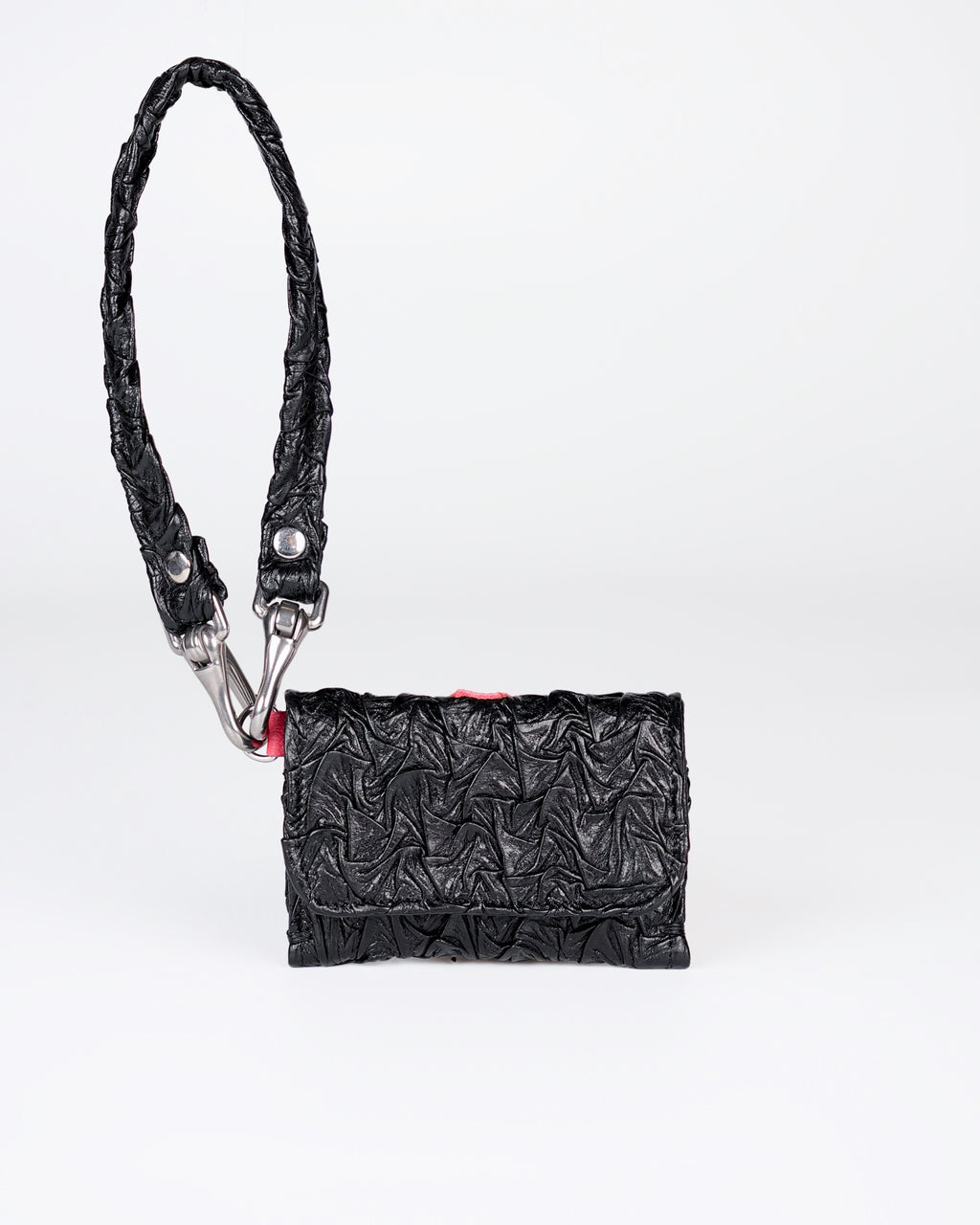 Mini Party Wallet in Black/Pink Plissé