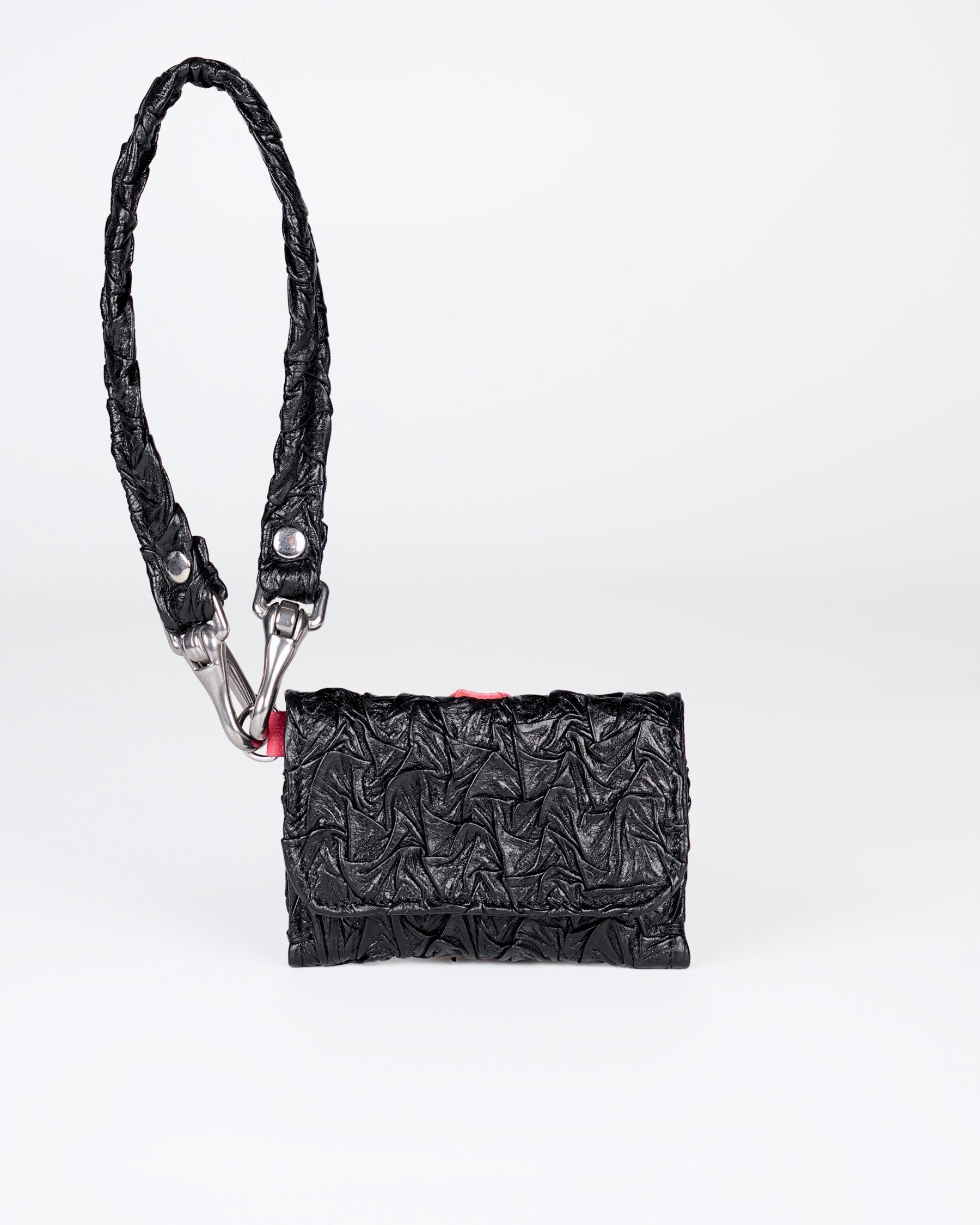 Mini Party Wallet in Black/Pink Plissé