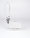 Mini Party Wallet in White/Red Plissé