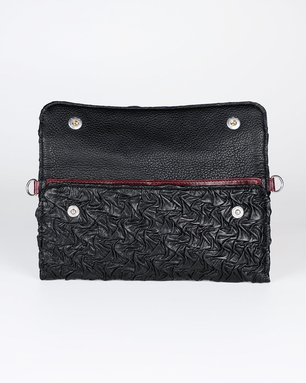 Extended Party Wallet in Black Plissé