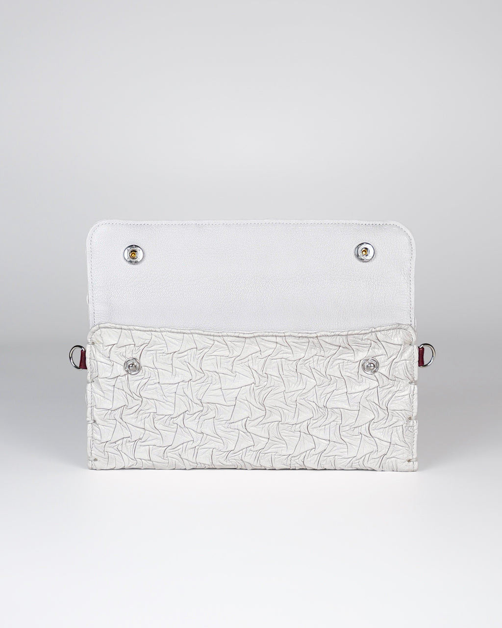 Extended Party Wallet in White Plissé