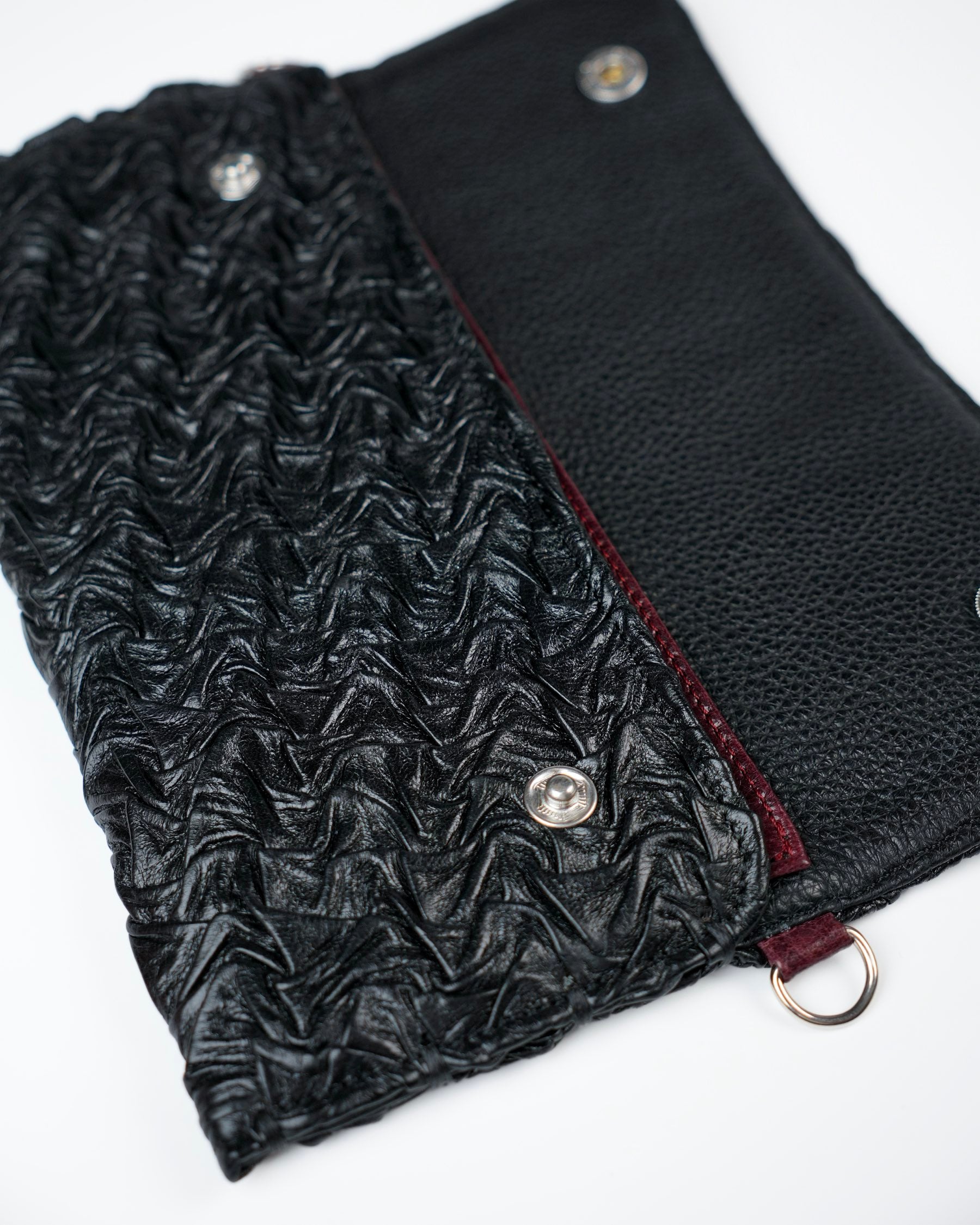 Extended Party Wallet in Black Plissé