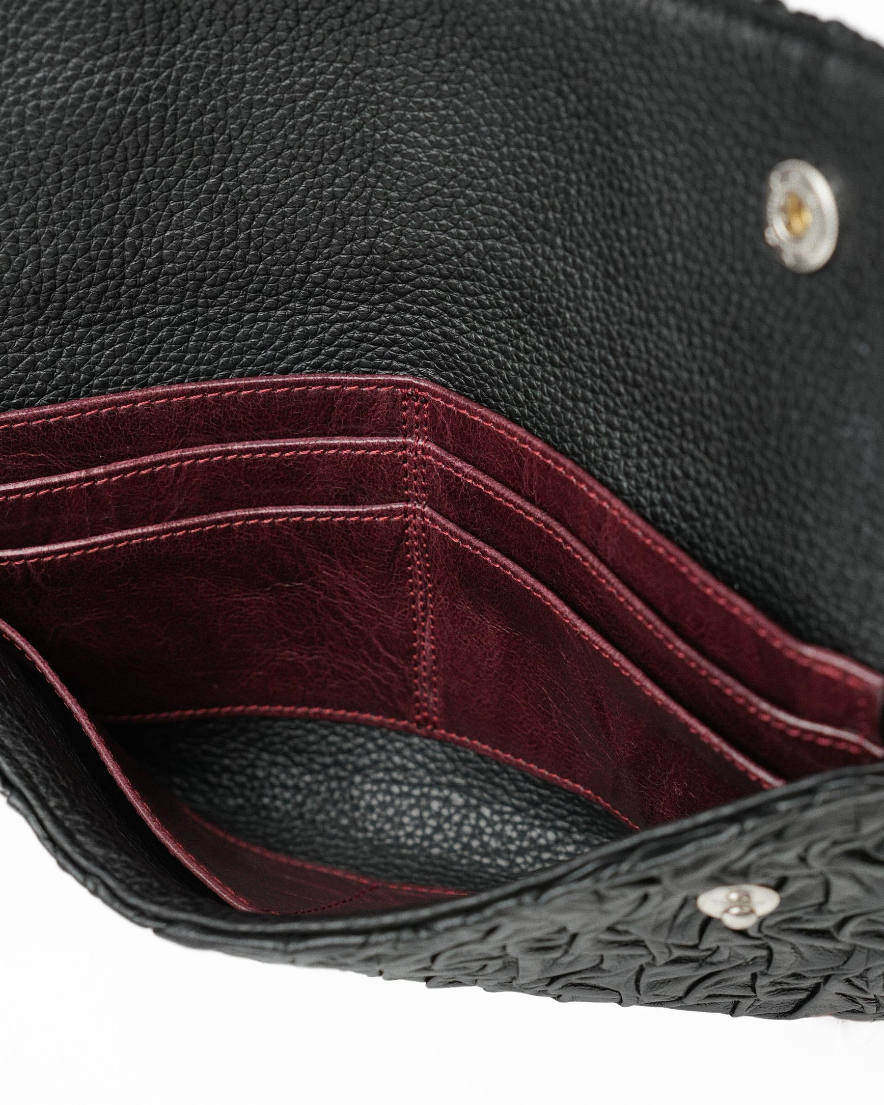 Extended Party Wallet in Black Plissé