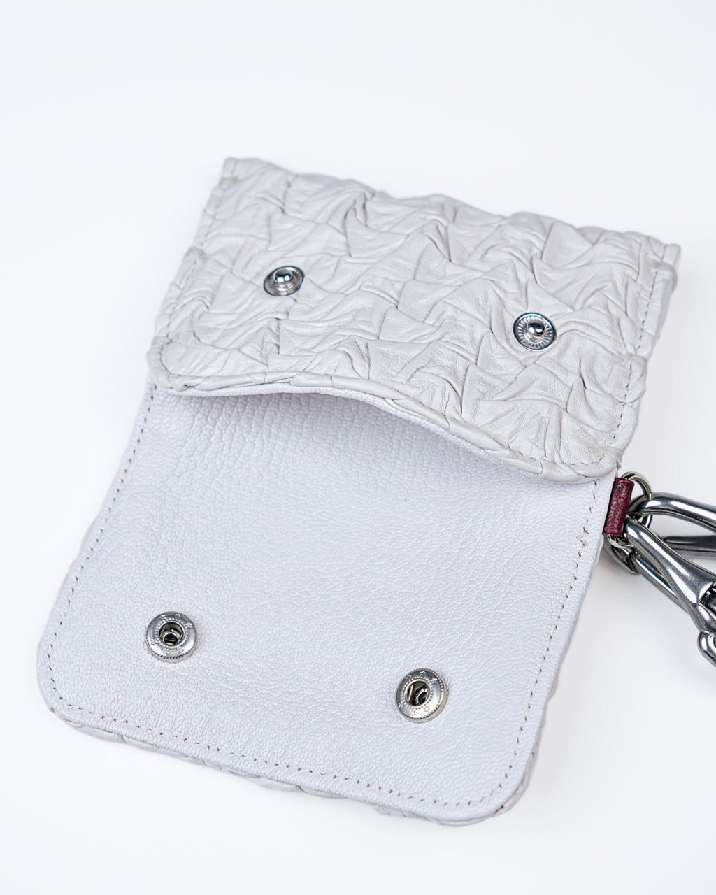 Mini Party Wallet in White/Red Plissé
