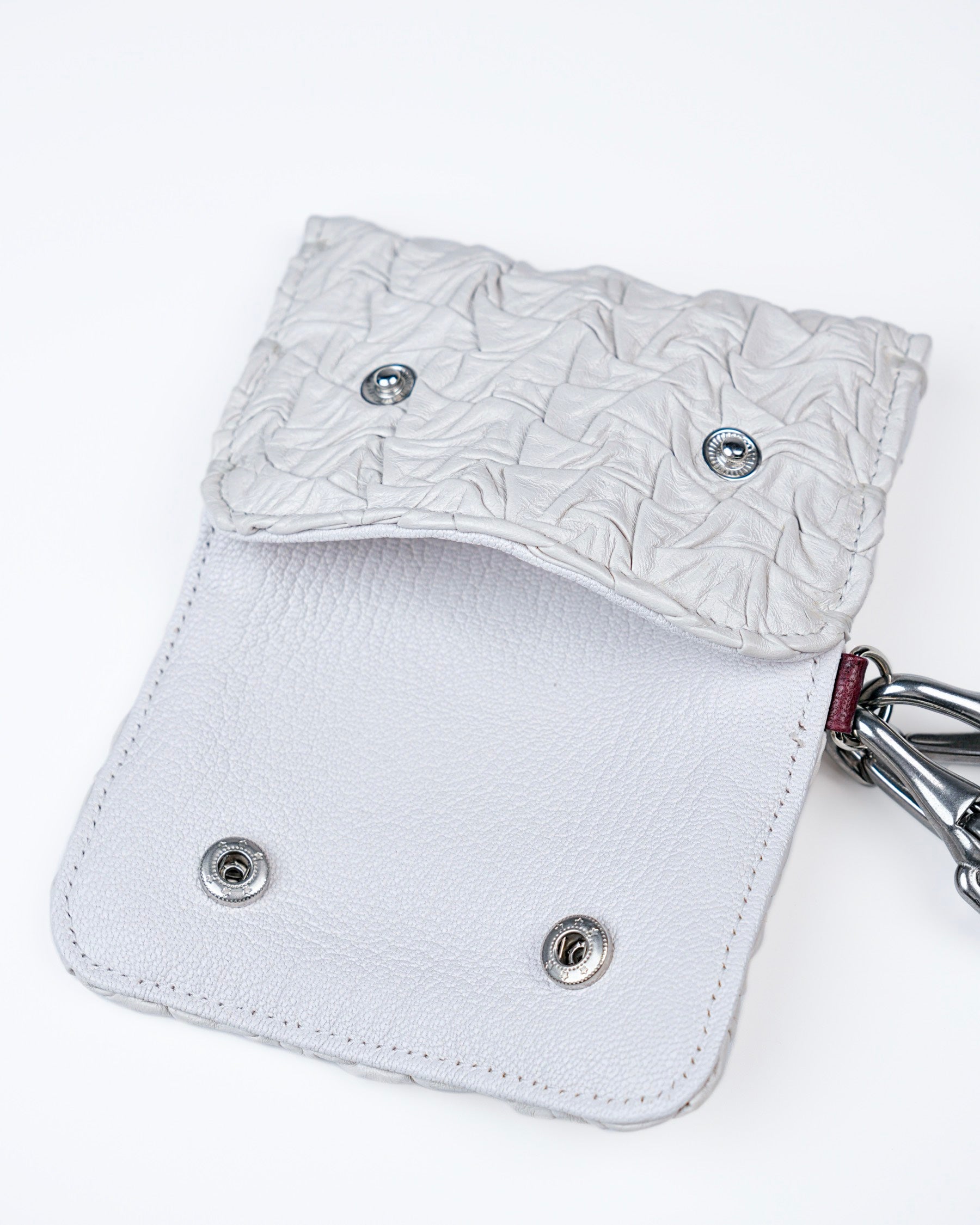 Mini Party Wallet in White/Red Plissé
