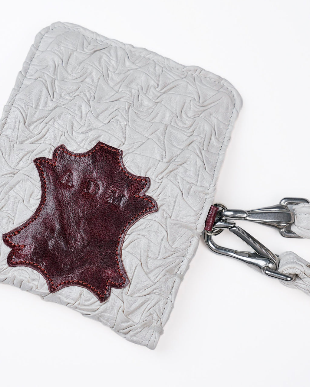 Mini Party Wallet in White/Red Plissé