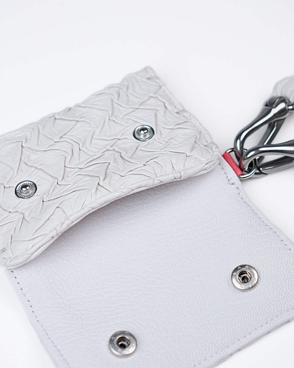 Mini Party Wallet in White/Pink Plissé