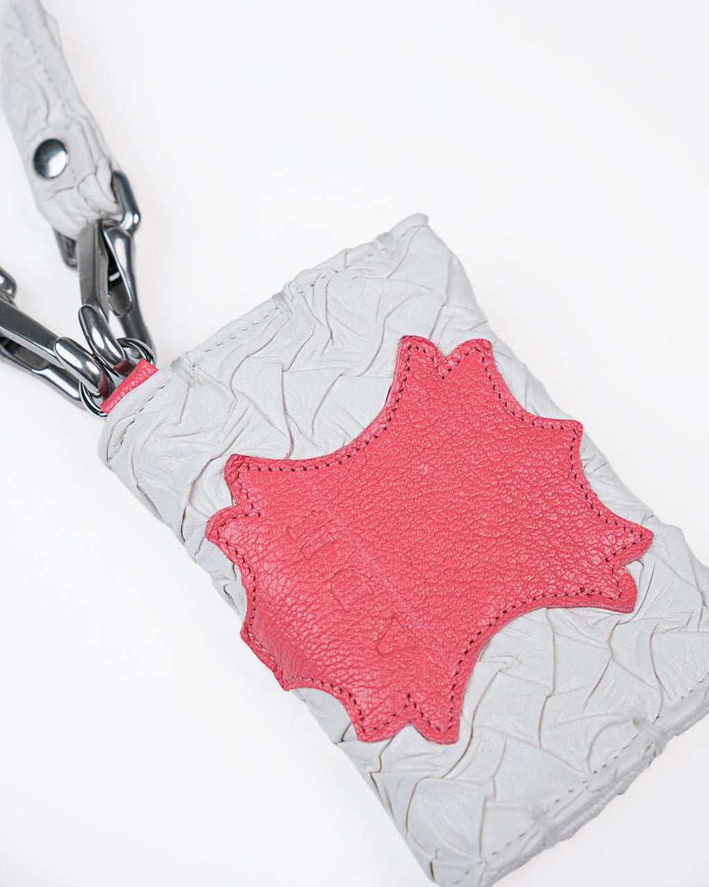 Mini Party Wallet in White/Pink Plissé