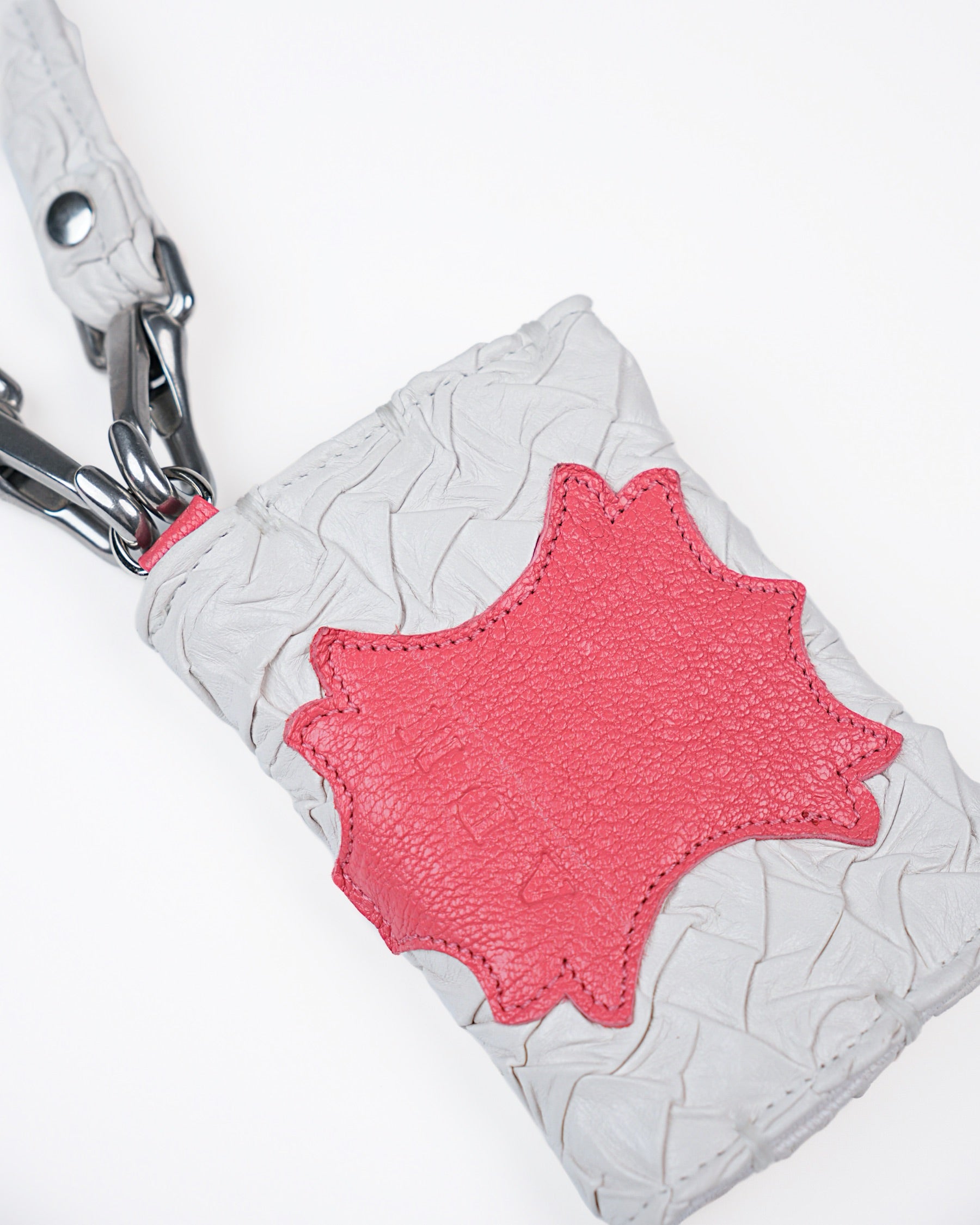 Mini Party Wallet in White/Pink Plissé