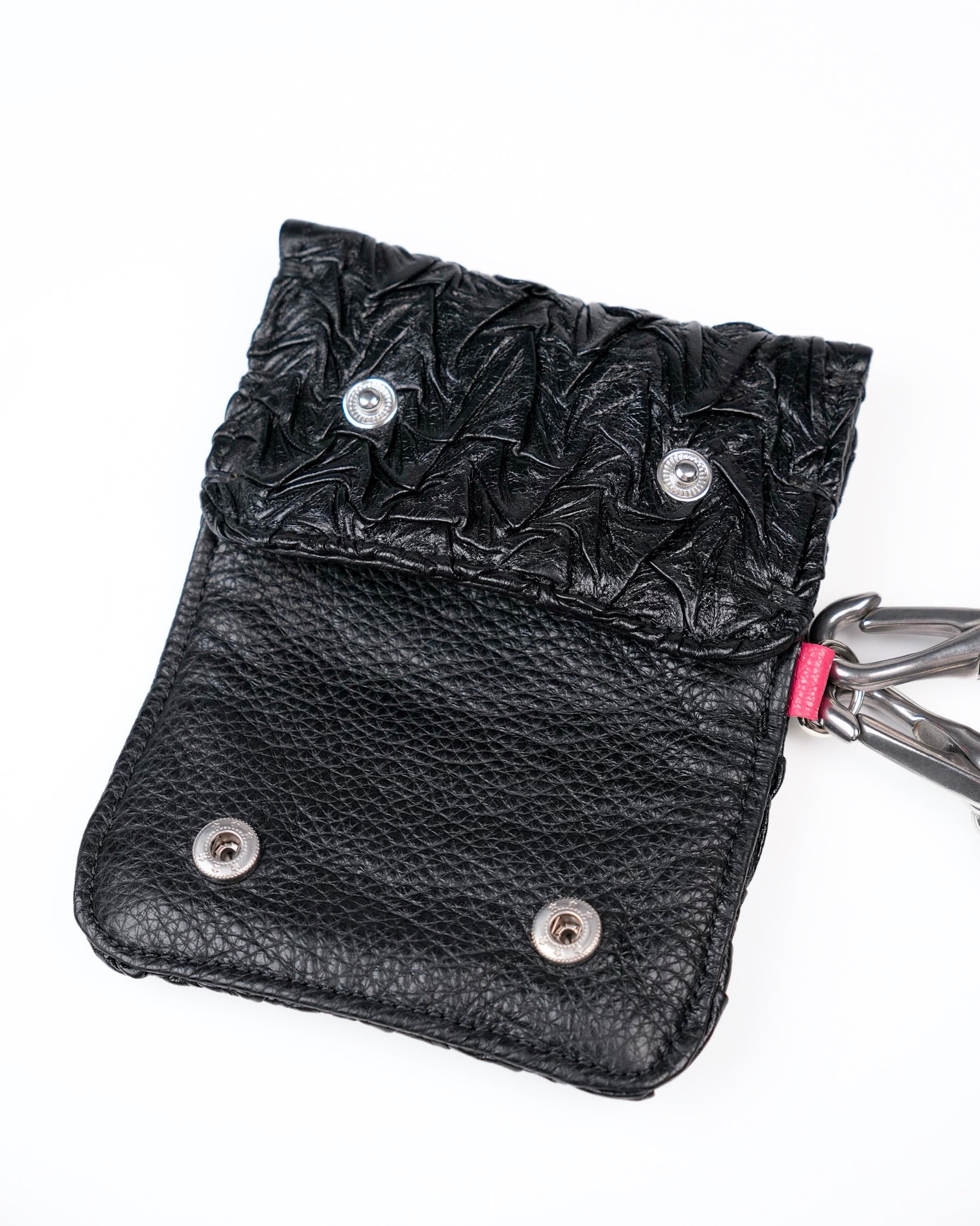 Mini Party Wallet in Black/Pink Plissé