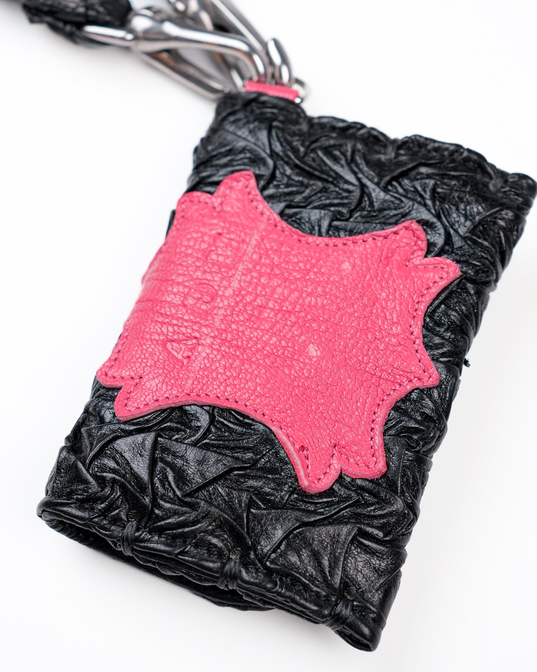 Mini Party Wallet in Black/Pink Plissé