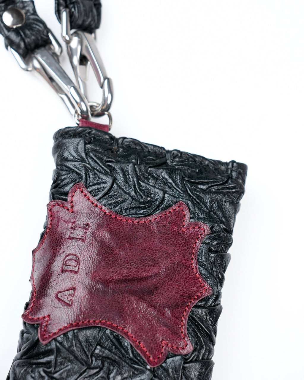 Mini Party Wallet in Black/Red Plissé