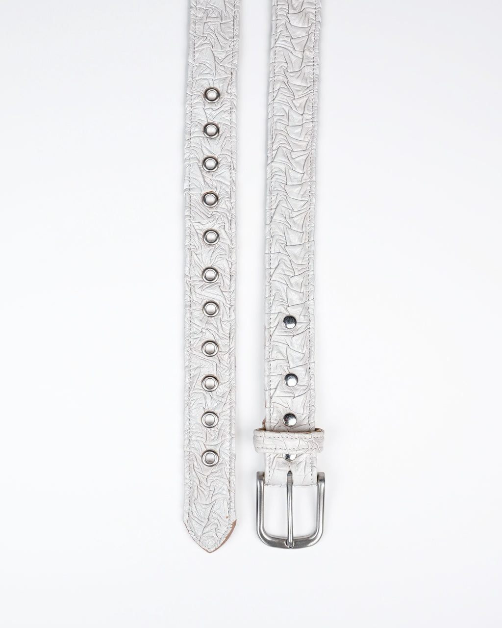 Core Belt in White Plissé