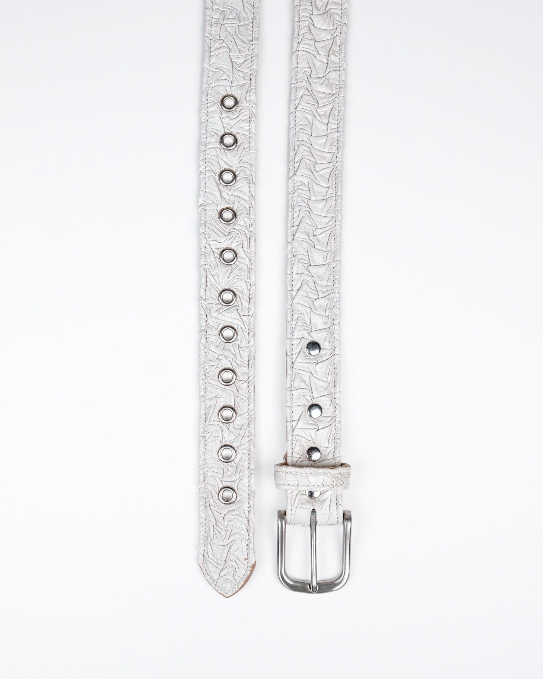 Core Belt in White Plissé