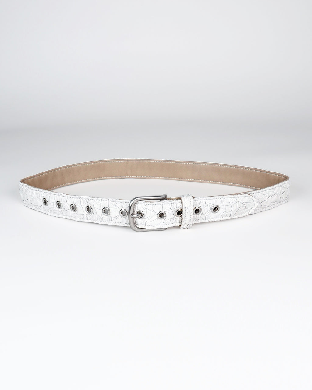Core Belt in White Plissé