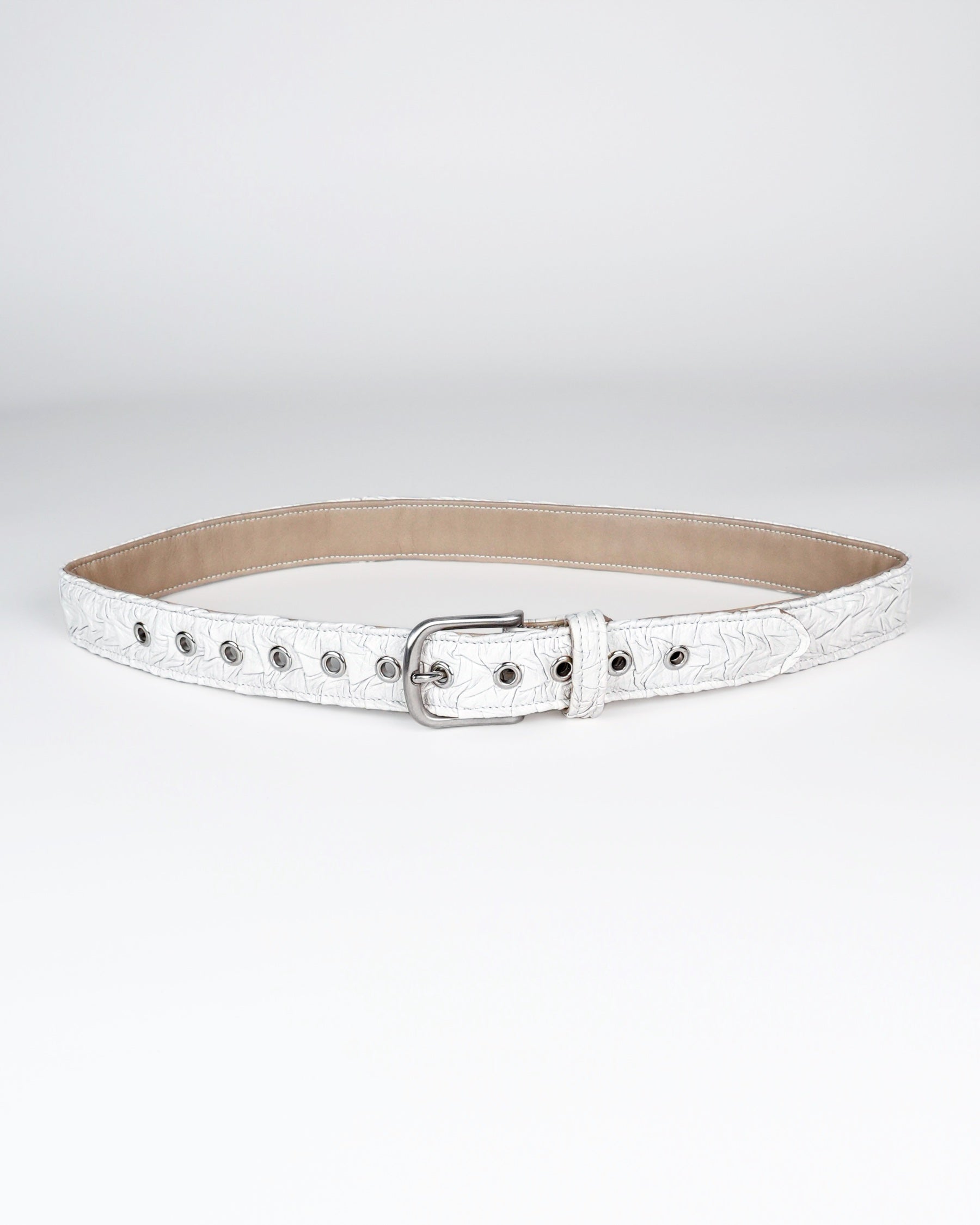 Core Belt in White Plissé