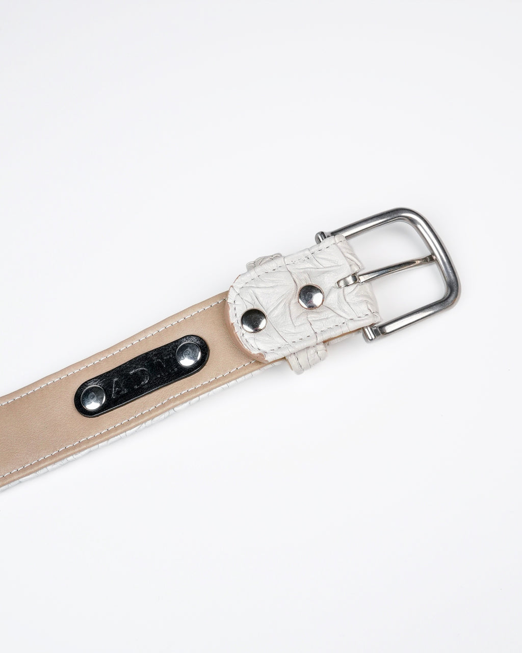 Core Belt in White Plissé