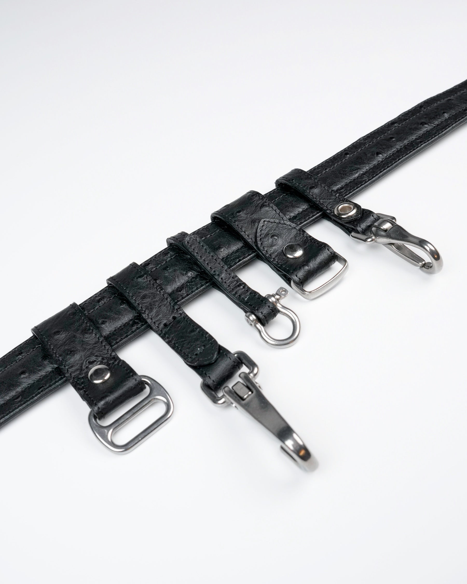 Removable Belt Charms in Black Ostrich