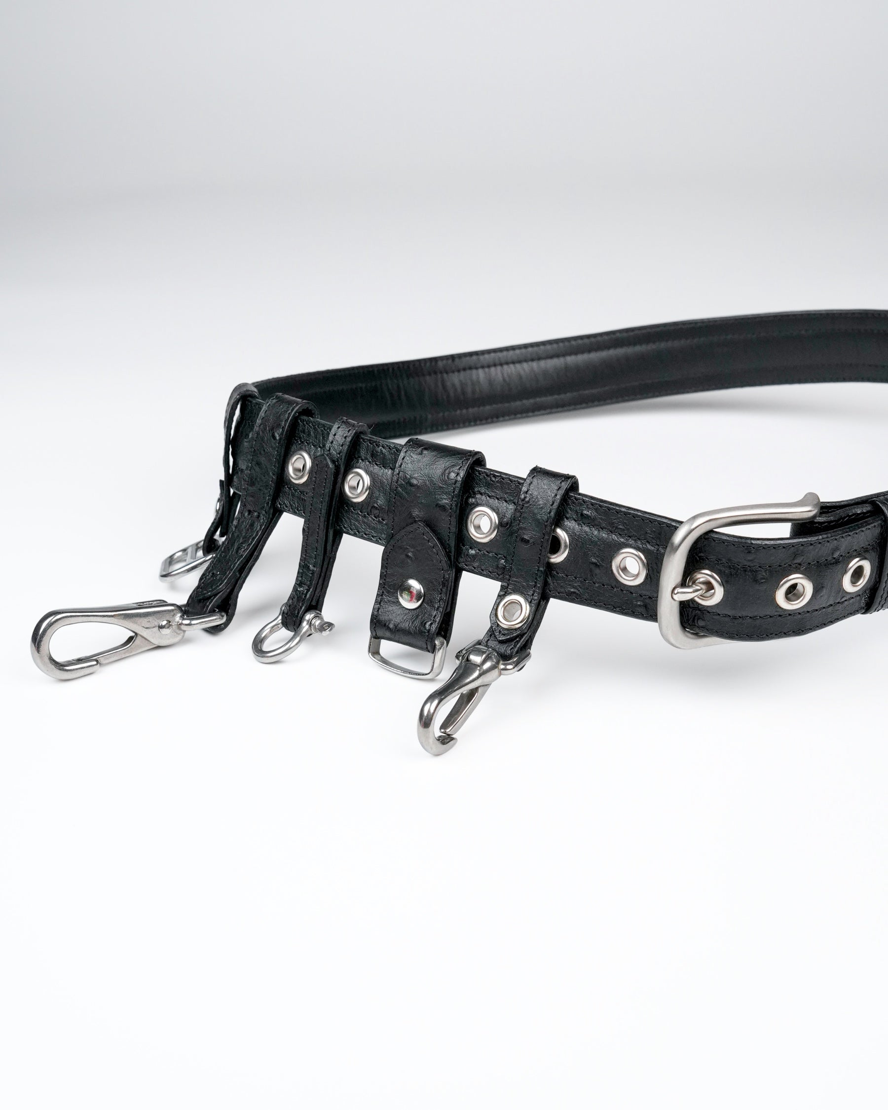 Removable Belt Charms in Black Ostrich