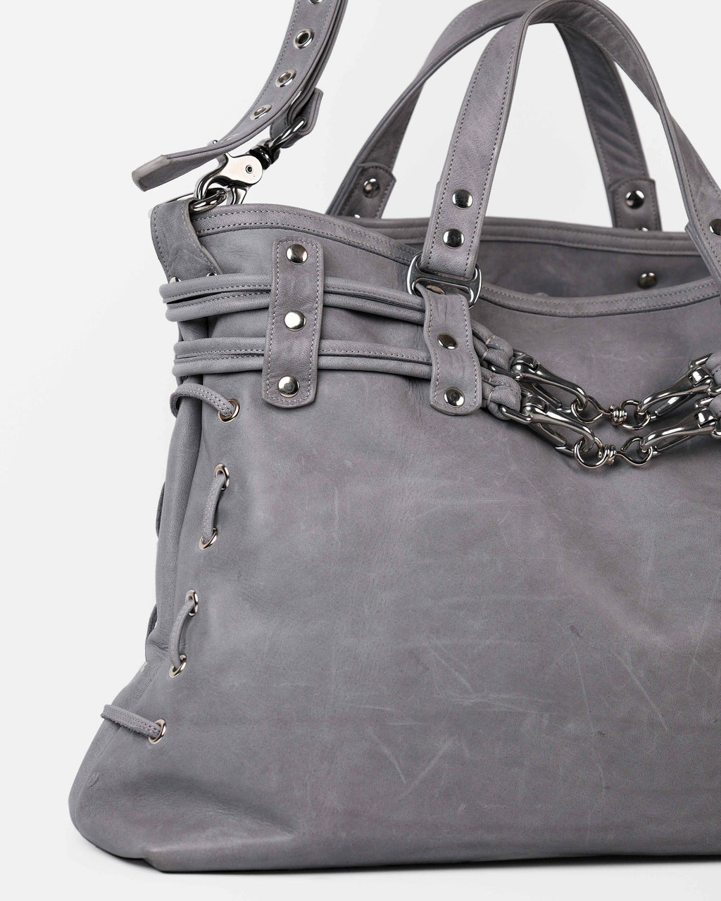Braided Carryall Bag in Stone Grey
