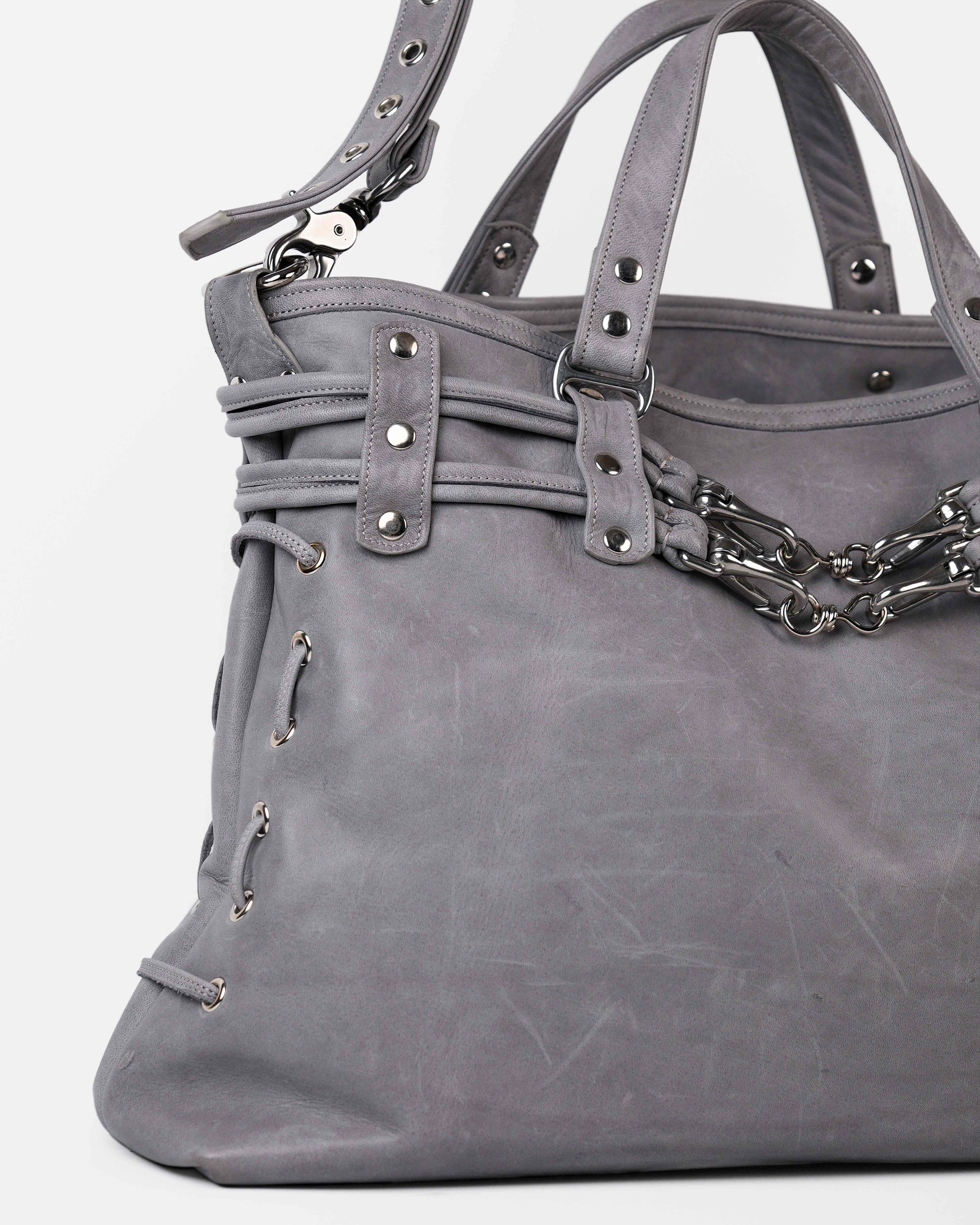 Braided Carryall Bag in Stone Grey