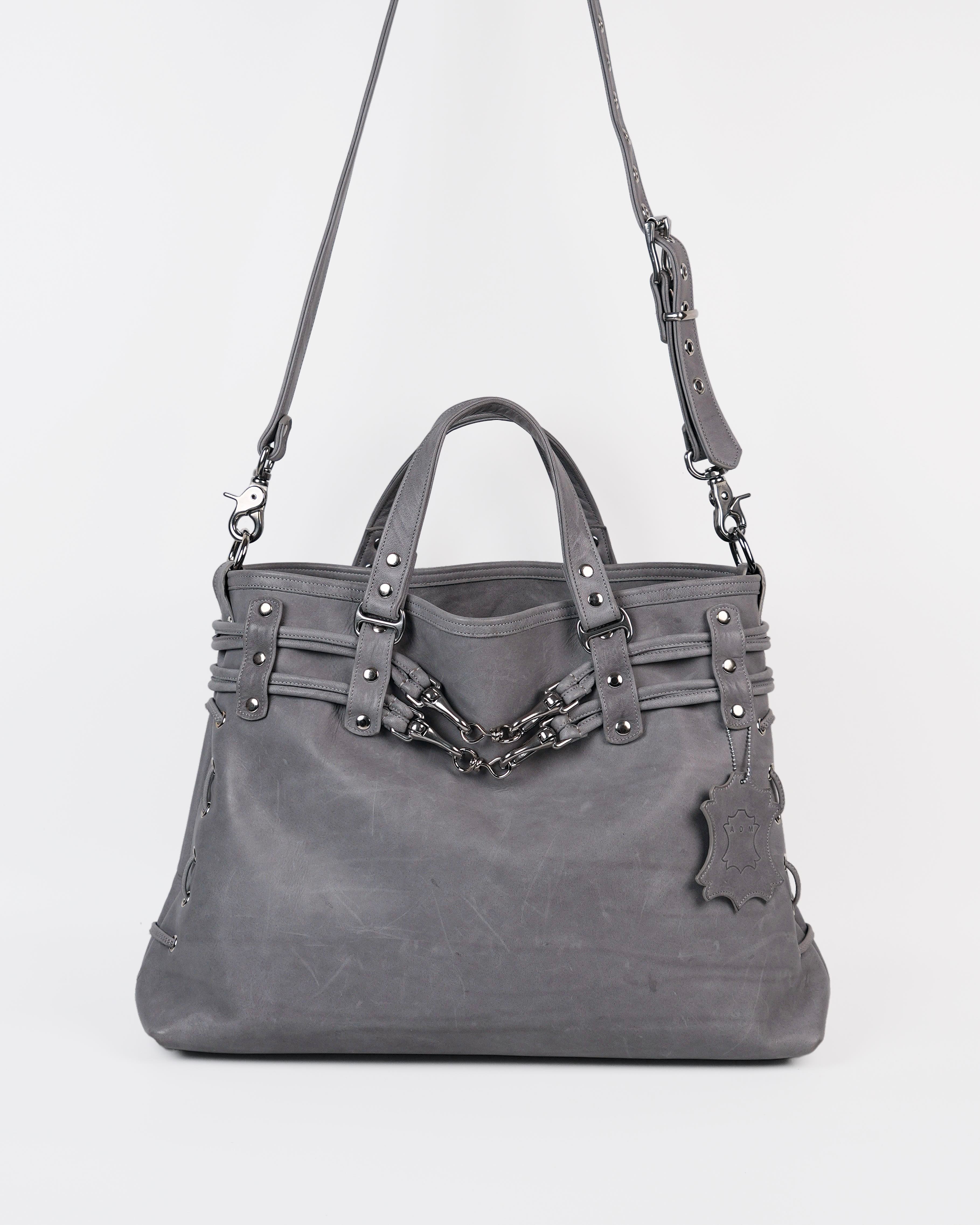 Braided Carryall Bag in Stone Grey