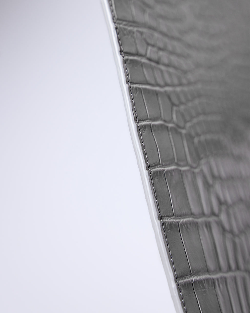 Structured Zip Pouch in Grey Croc
