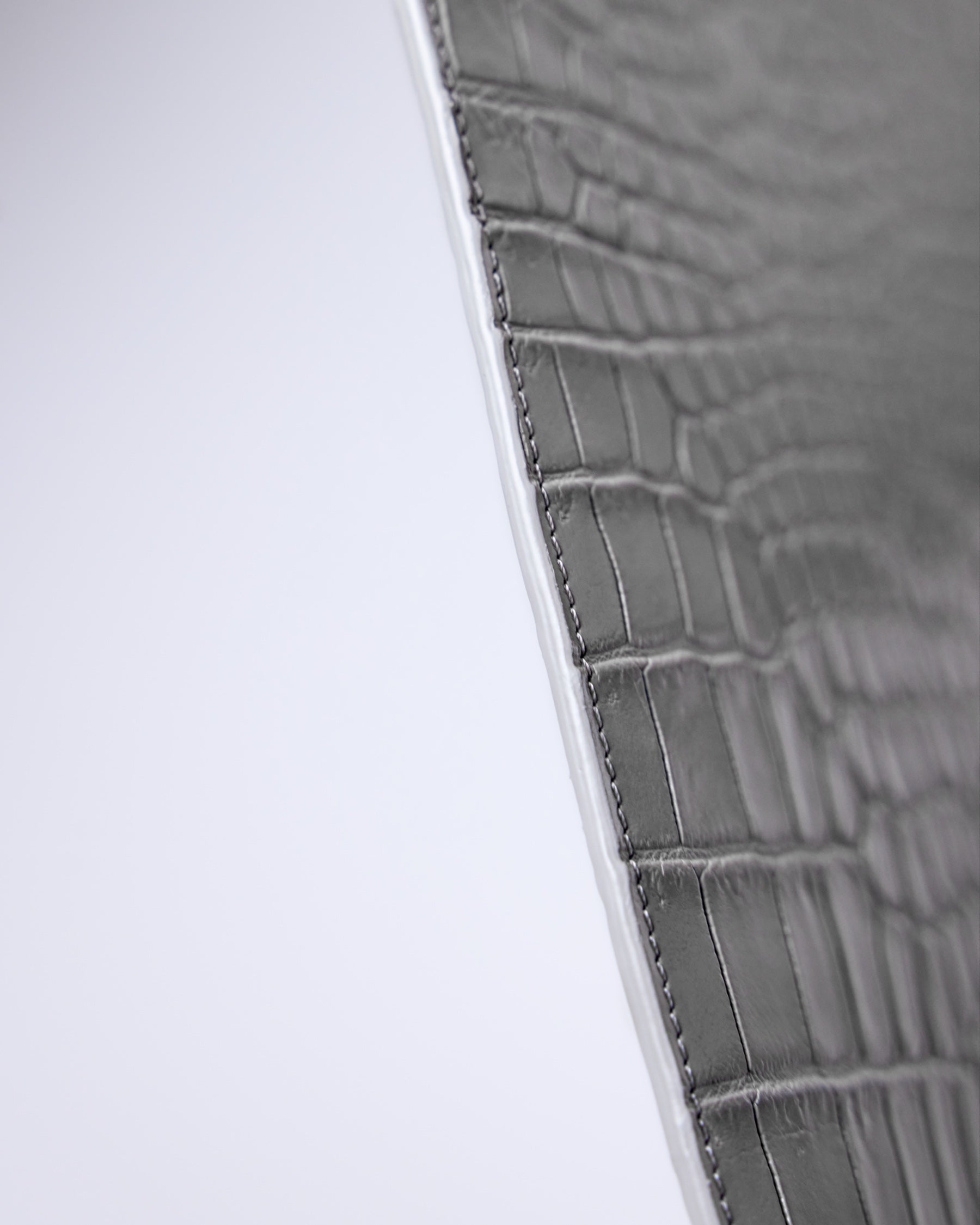 Structured Zip Pouch in Grey Croc