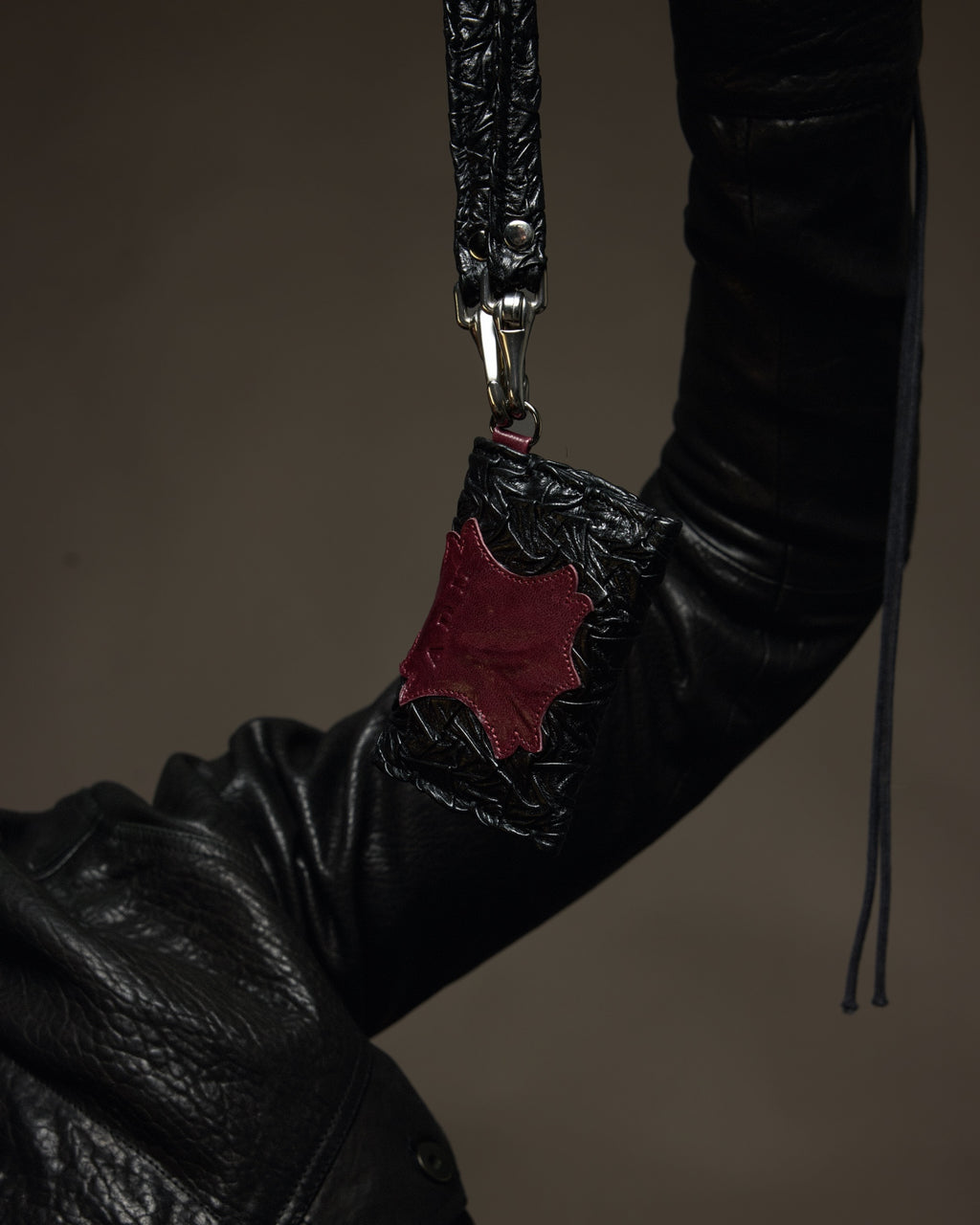 Mini Party Wallet in Black/Red Plissé