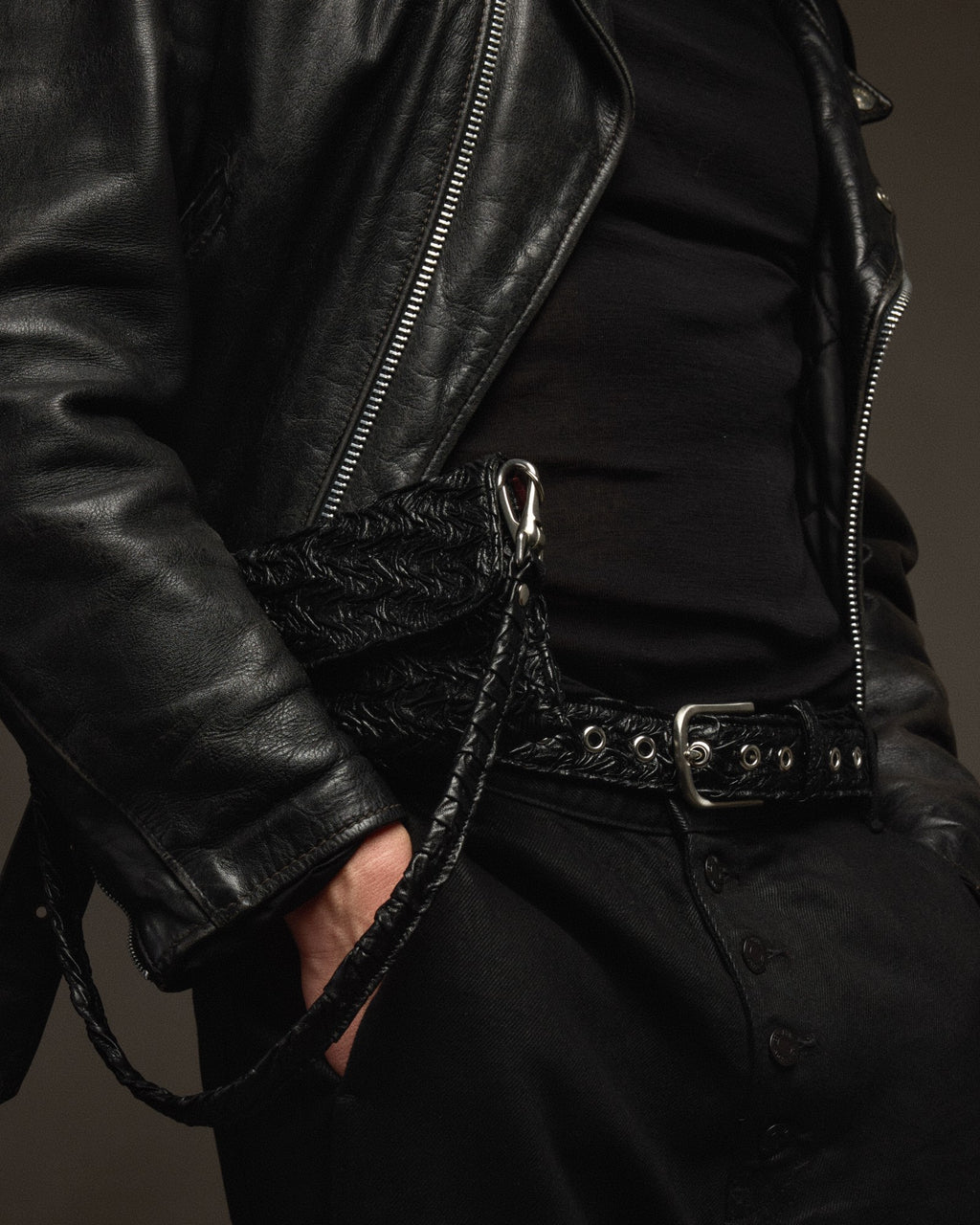 Core Belt in Black Plissé