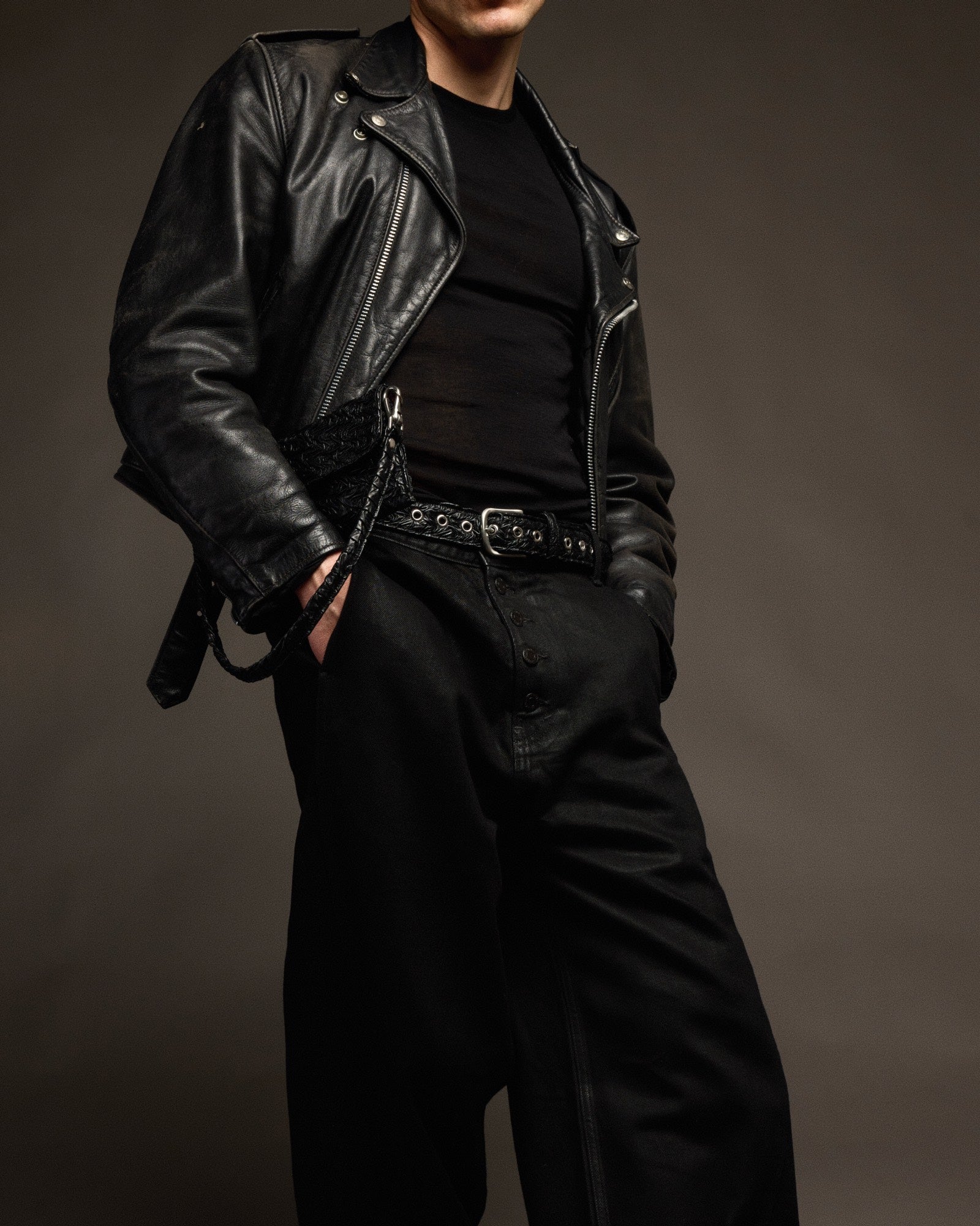 Core Belt in Black Plissé