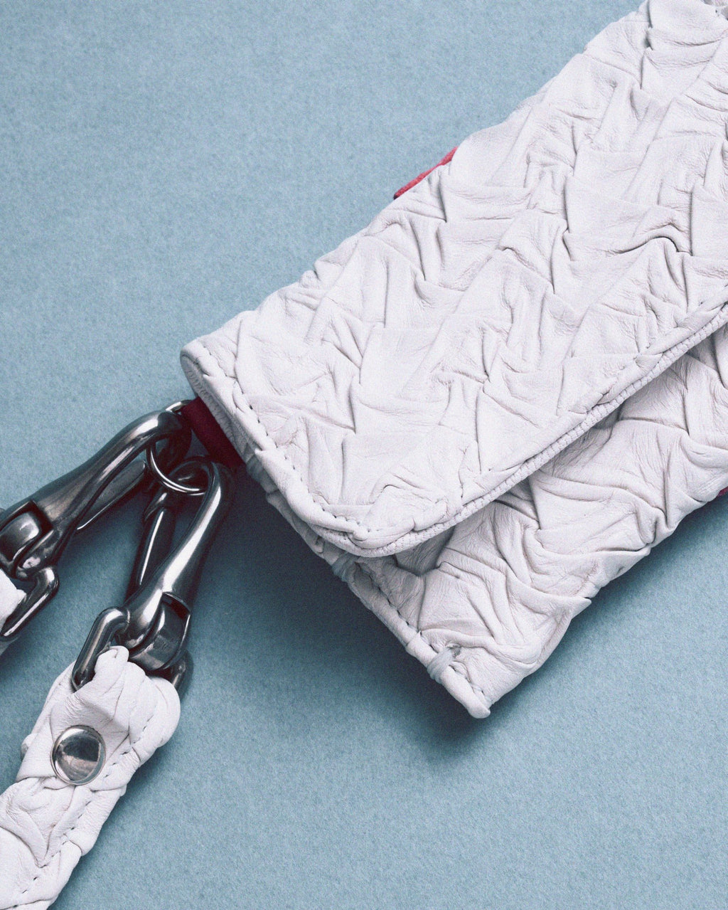 Mini Party Wallet in White/Pink Plissé