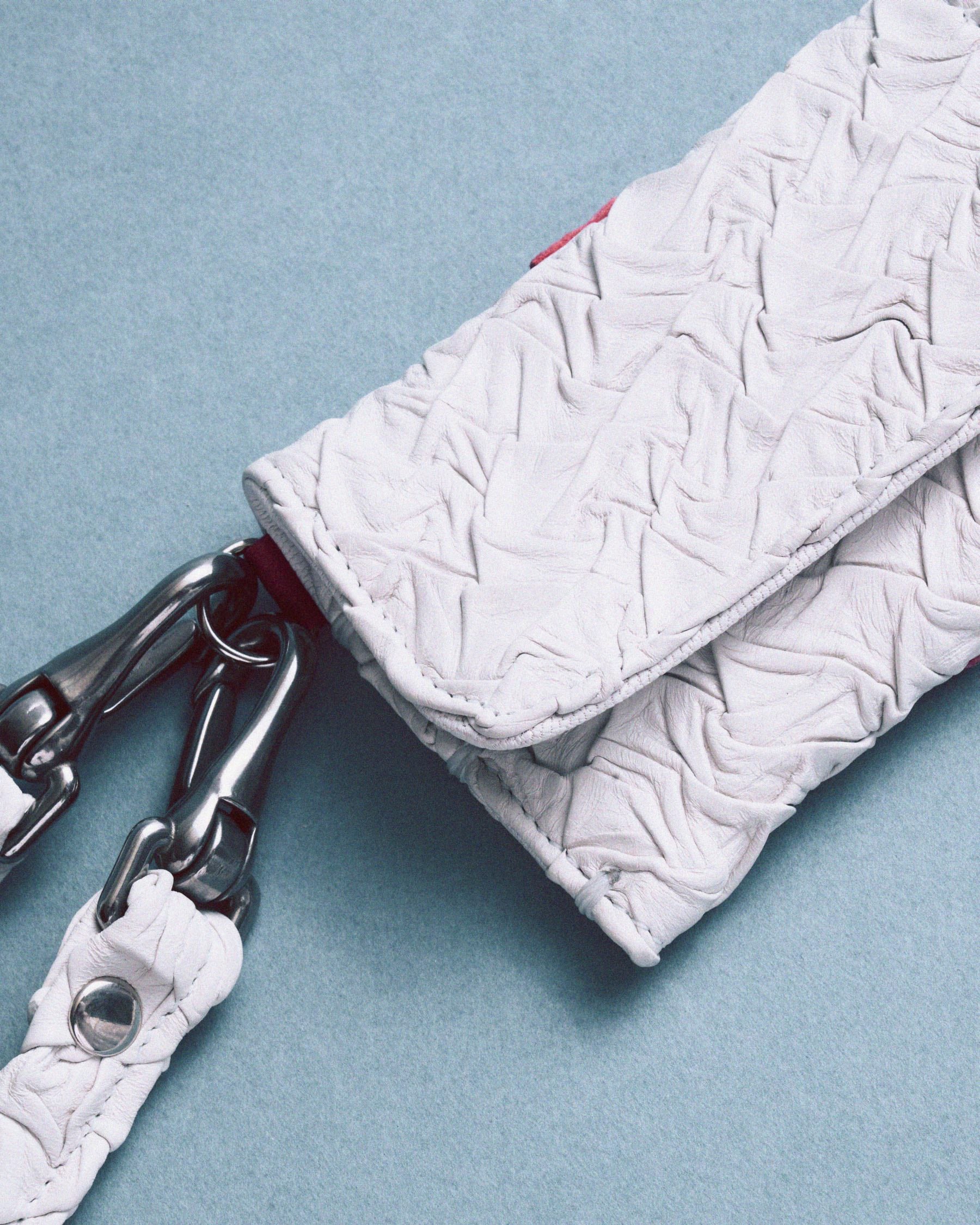 Mini Party Wallet in White/Pink Plissé