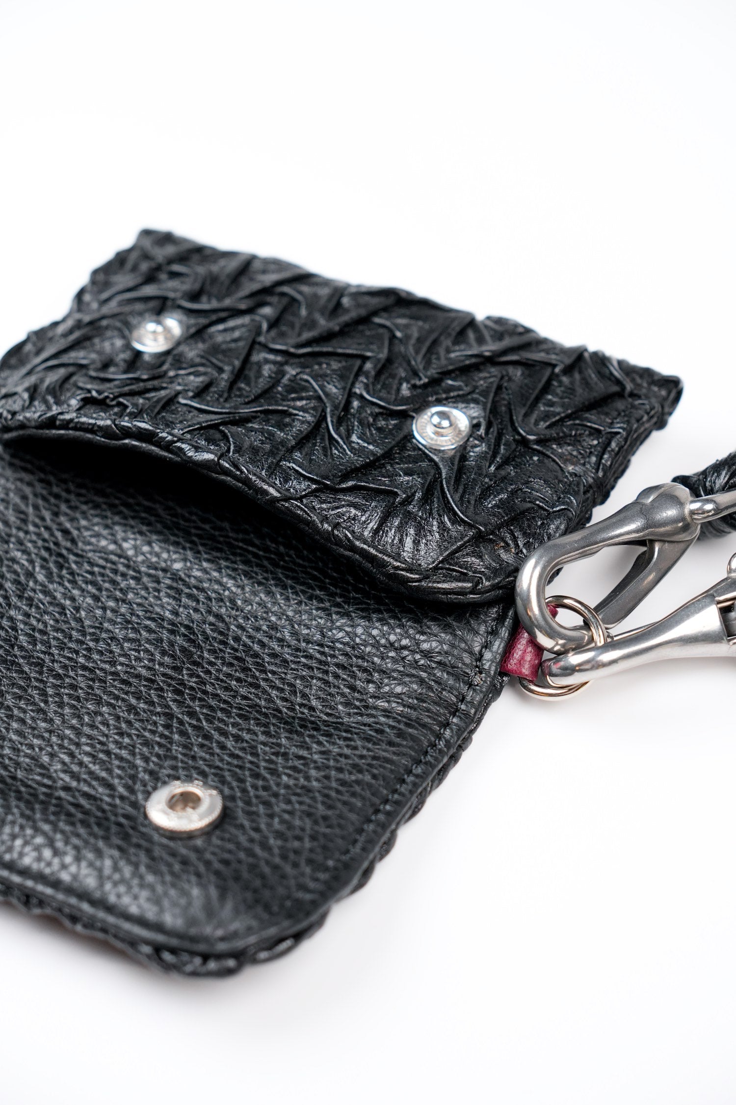 Mini Party Wallet in Black/Red Plissé