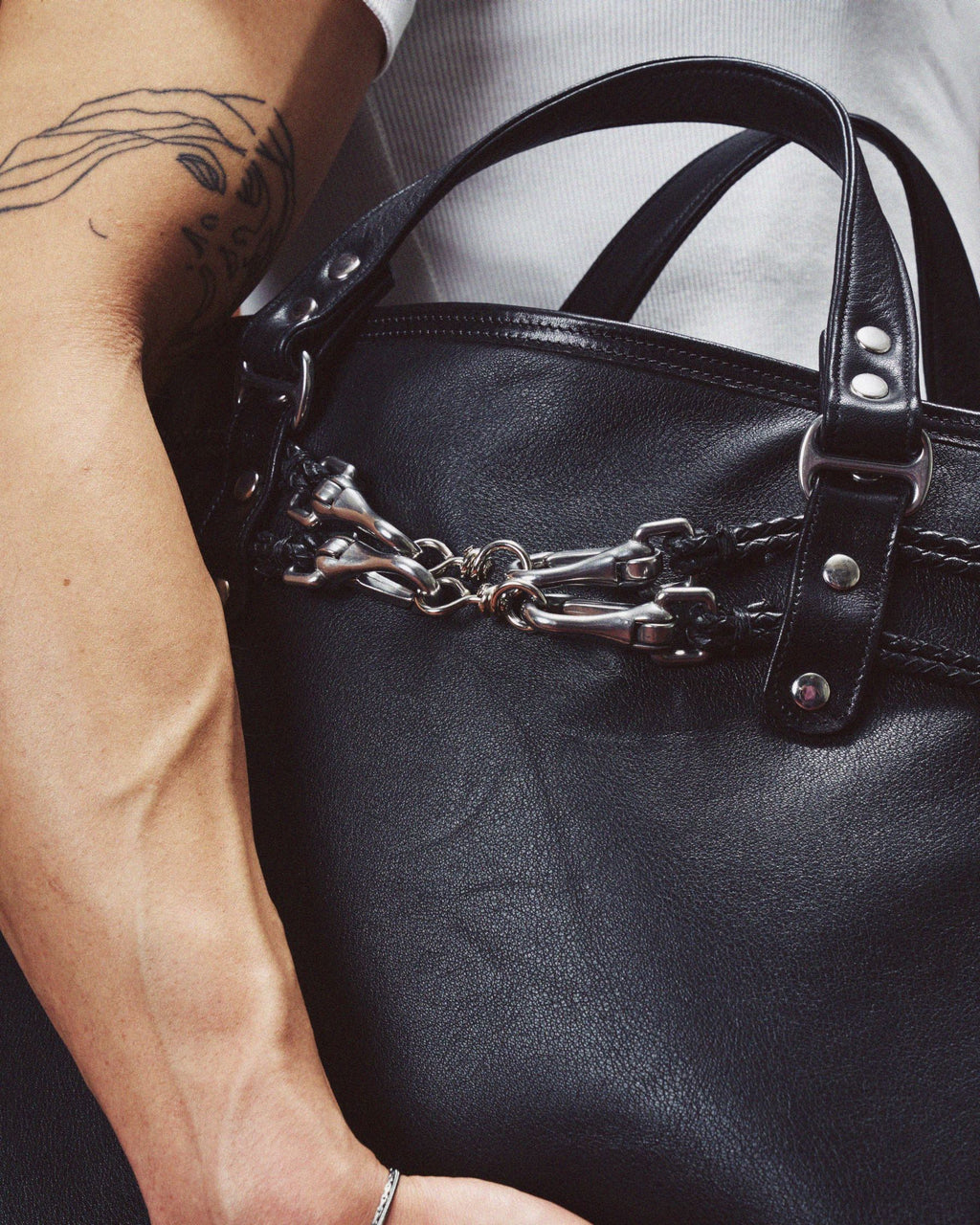 Braided Carryall Bag in Black