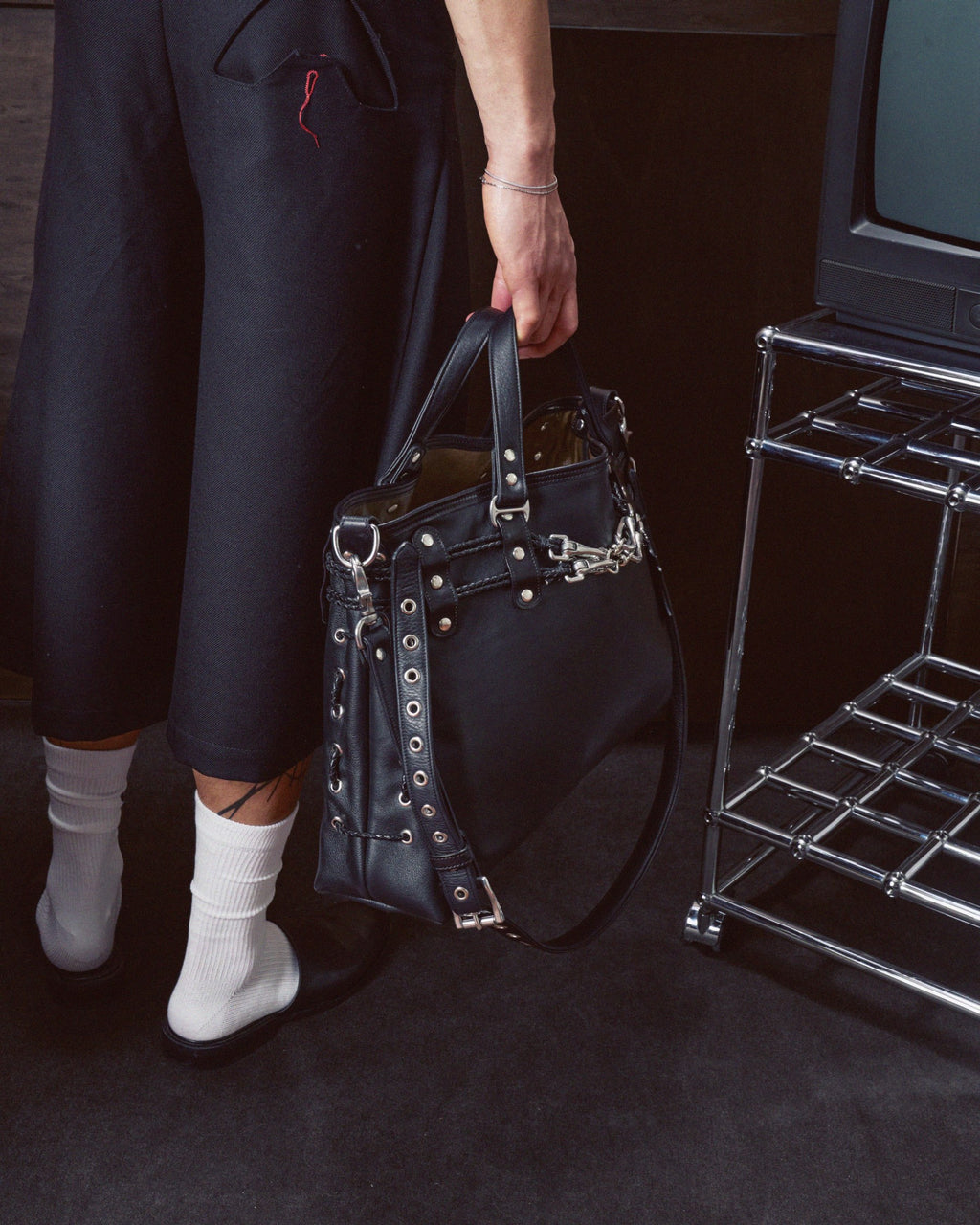 Braided Carryall Bag in Black
