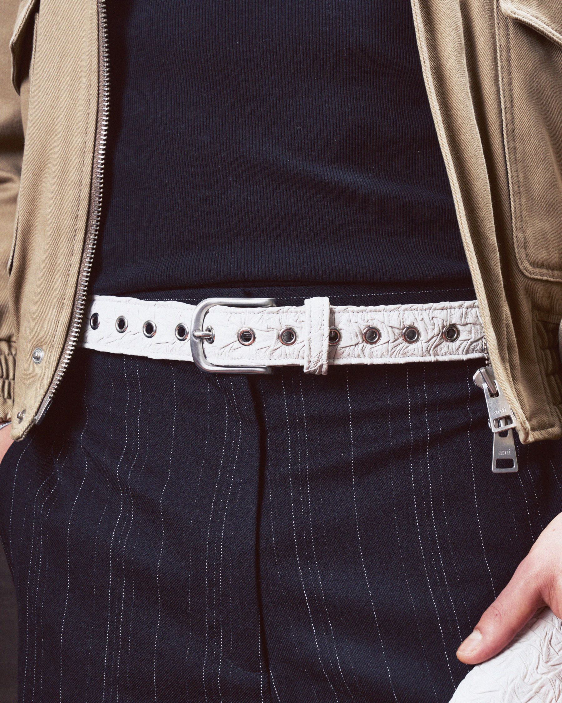 Core Belt in White Plissé